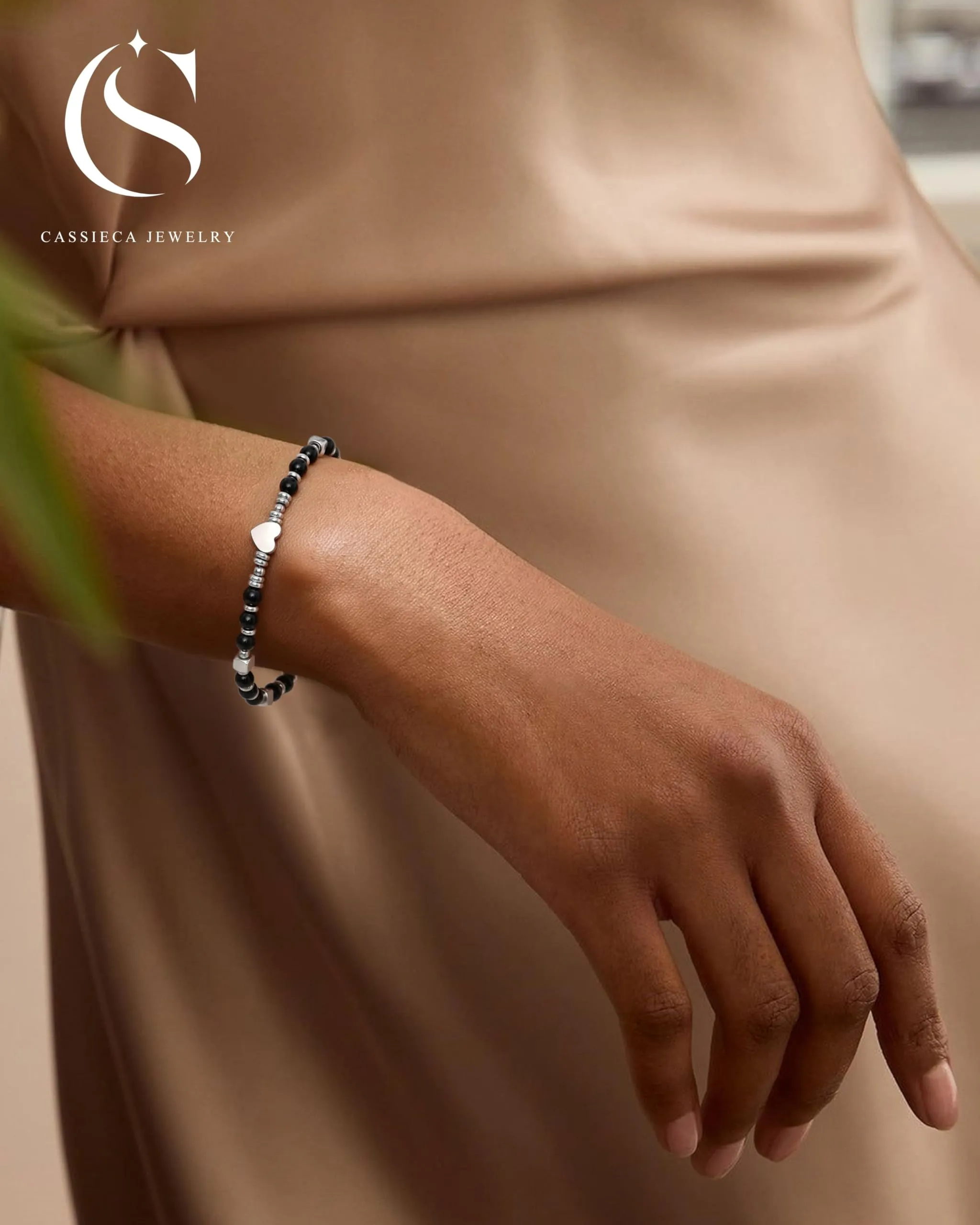 CASSIECA Bracciale Donna Braccialetti da Donna con Perline Ciondolo Cuore - immagine 3