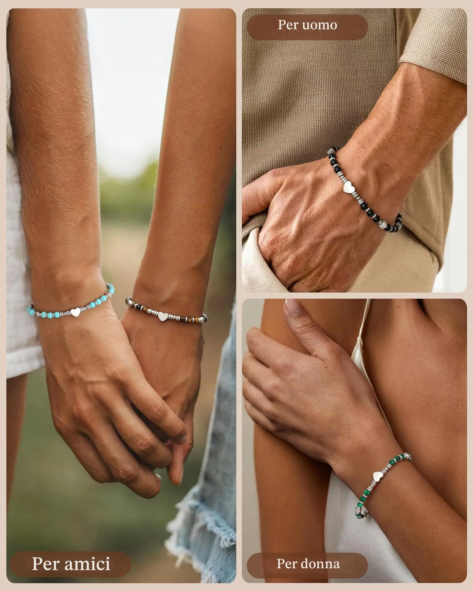 CASSIECA Bracciale Donna Braccialetti da Donna con Perline Ciondolo Cuore - immagine 4