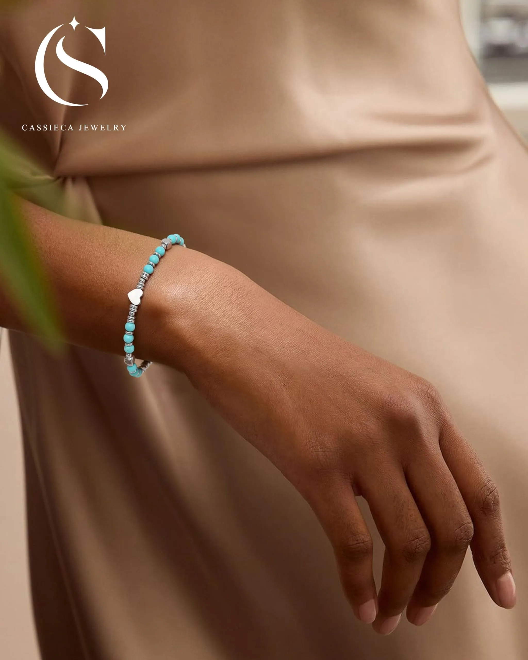CASSIECA Bracciale Donna Braccialetti da Donna con Perline Ciondolo Cuore - immagine 3