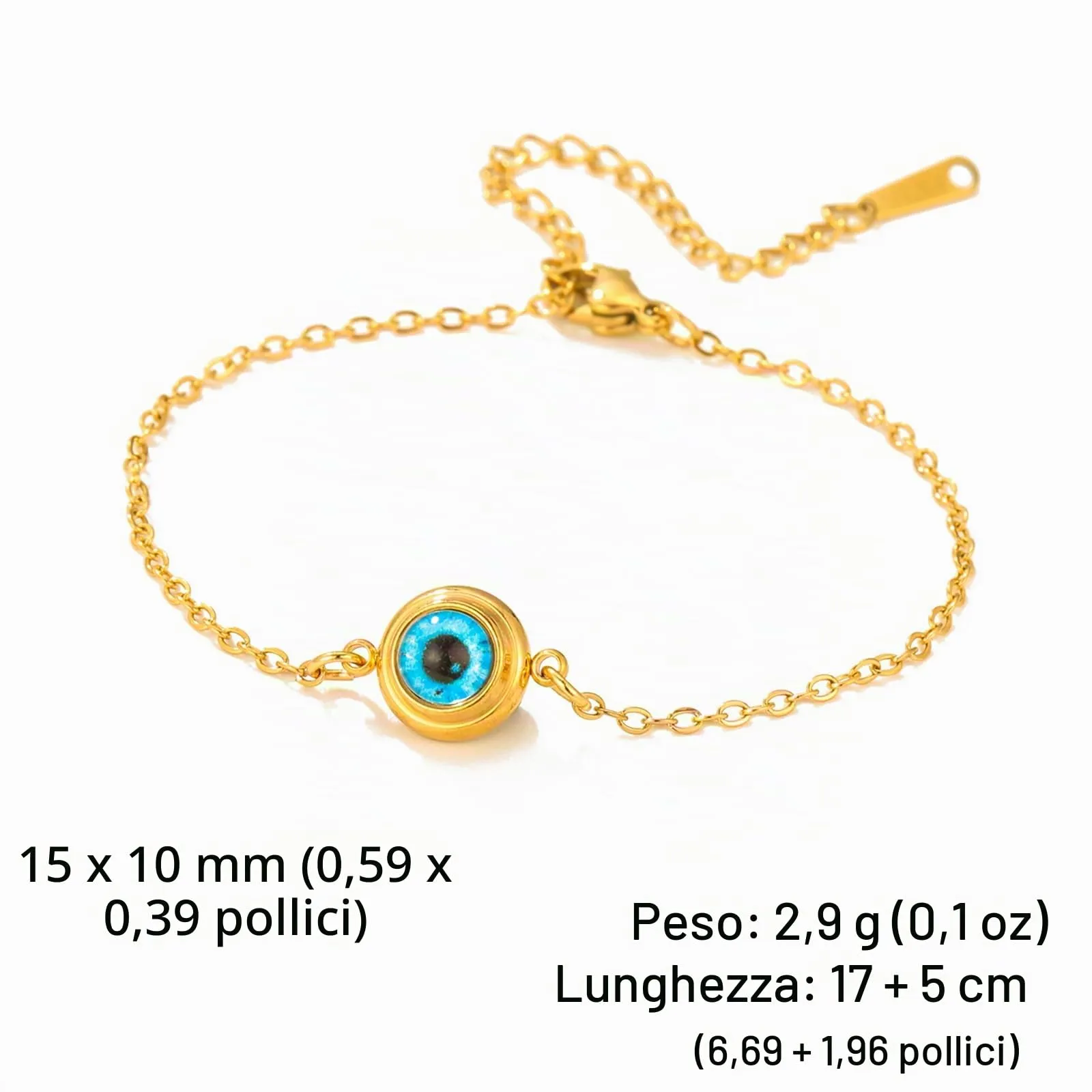 VASSAGO Delicato Braccialetto Malocchio Per Le Donne In Acciaio Inox Regolabile Occhio Turco Braccialetti Portafortuna Amuleto Gioielli Regalo (Bracciale d'oro) - immagine 6