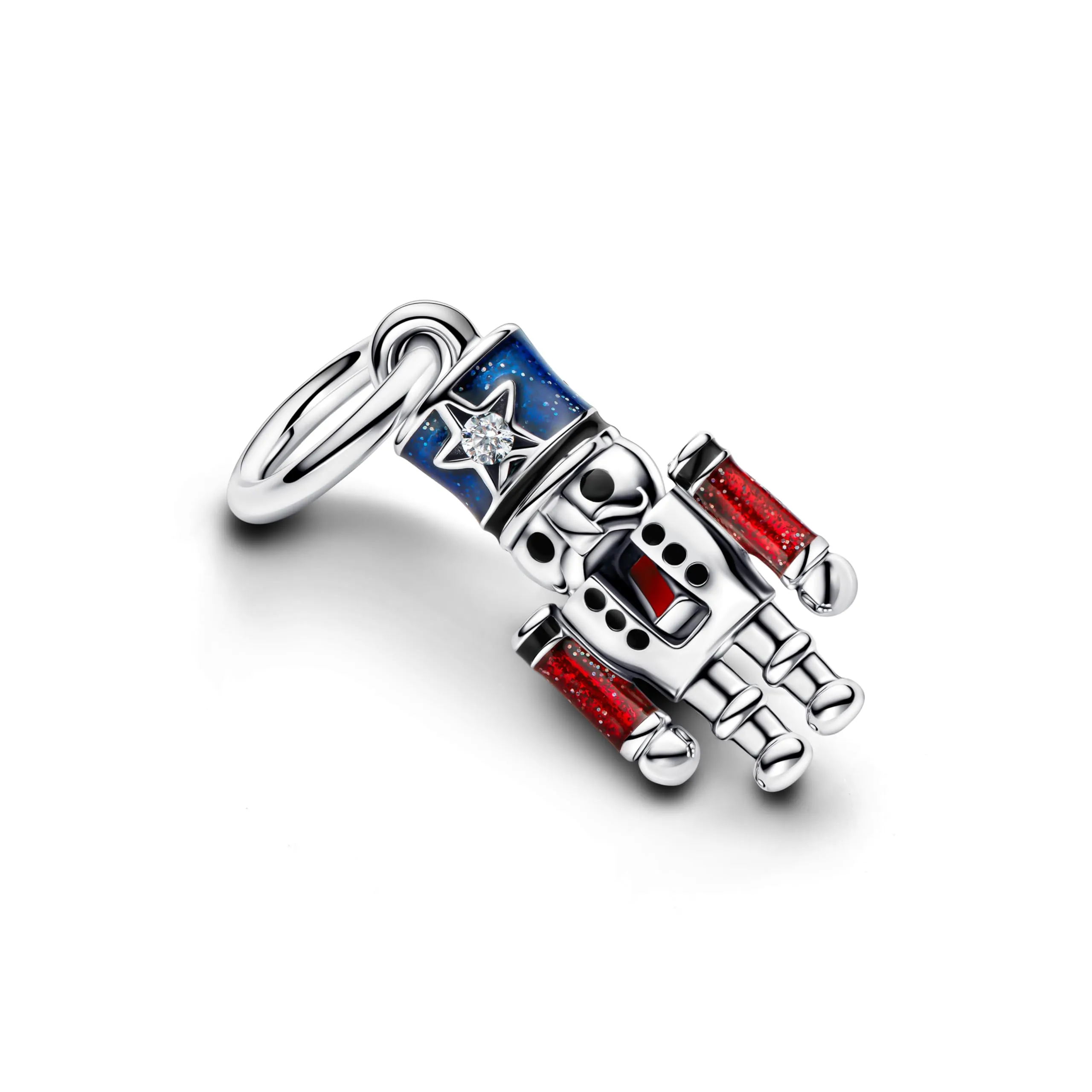 PANDORA Moments 793583C01 Breloque en forme de casse-noisette mobile en argent sterling avec zircone Compatible avec les bracelets Moments et ME, Rot, Argent sterling, Zircone cubique - immagine 2