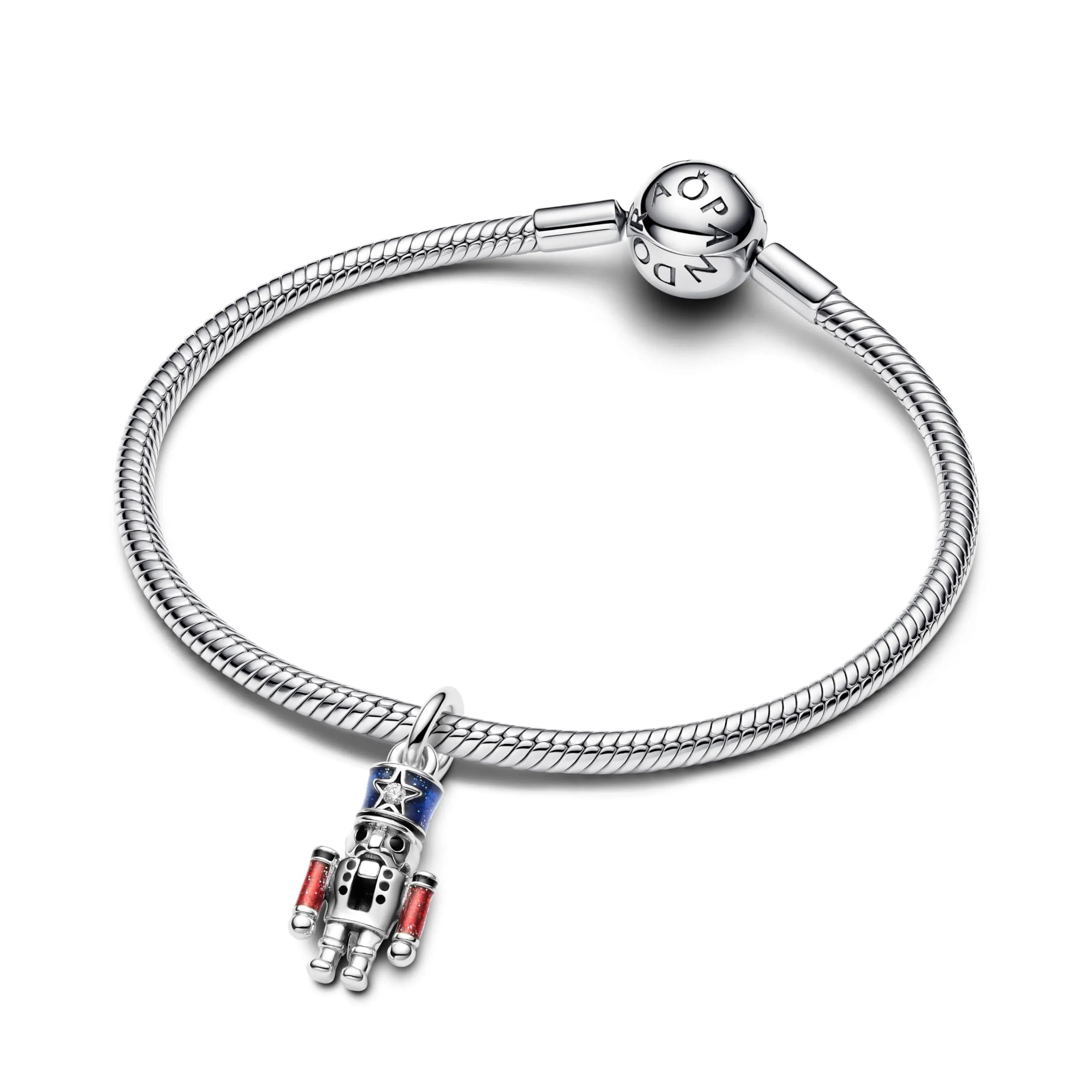 PANDORA Moments 793583C01 Breloque en forme de casse-noisette mobile en argent sterling avec zircone Compatible avec les bracelets Moments et ME, Rot, Argent sterling, Zircone cubique - immagine 3