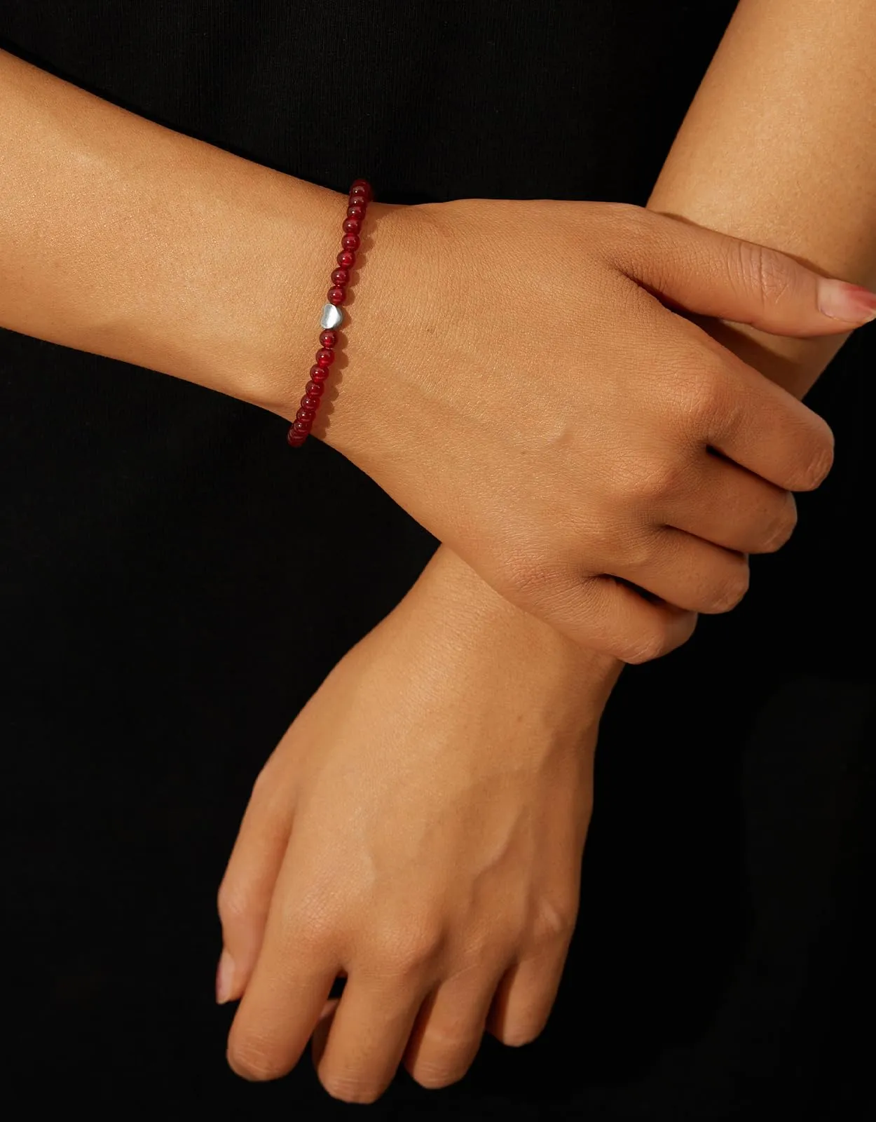 Landorilo Bracciale Donna, Pietra Naturale 4mm, Calcedonio Rosso A - immagine 2