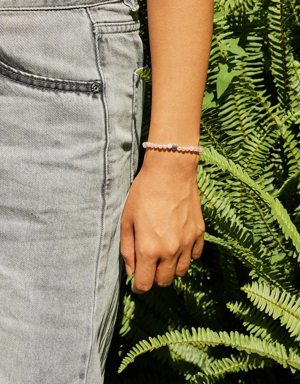 Landorilo Bracciale Donna, Pietra Naturale 4mm, Quarzo Rosa A - immagine 2