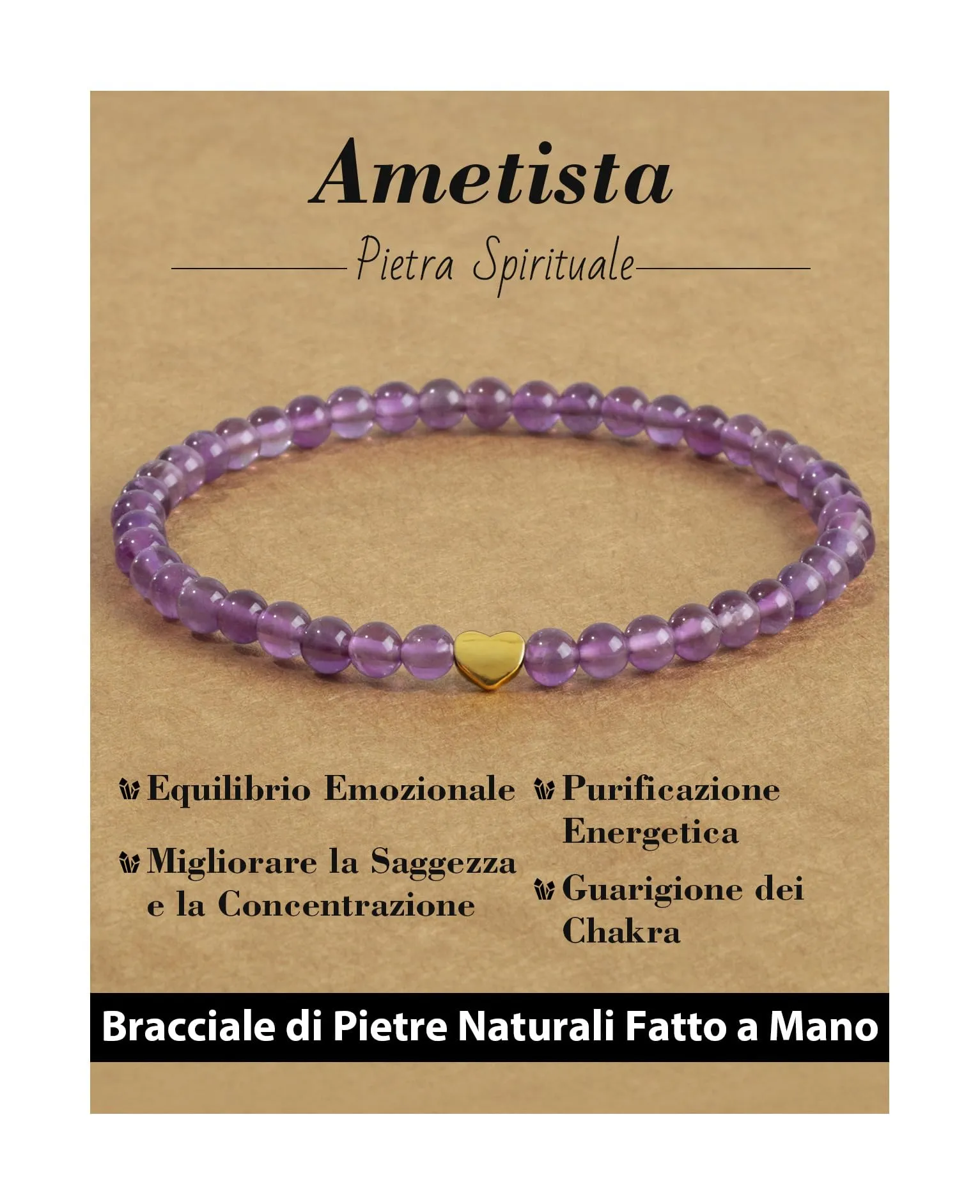 Landorilo Bracciale Donna, Pietra Naturale 4mm, Ametista O - immagine 1