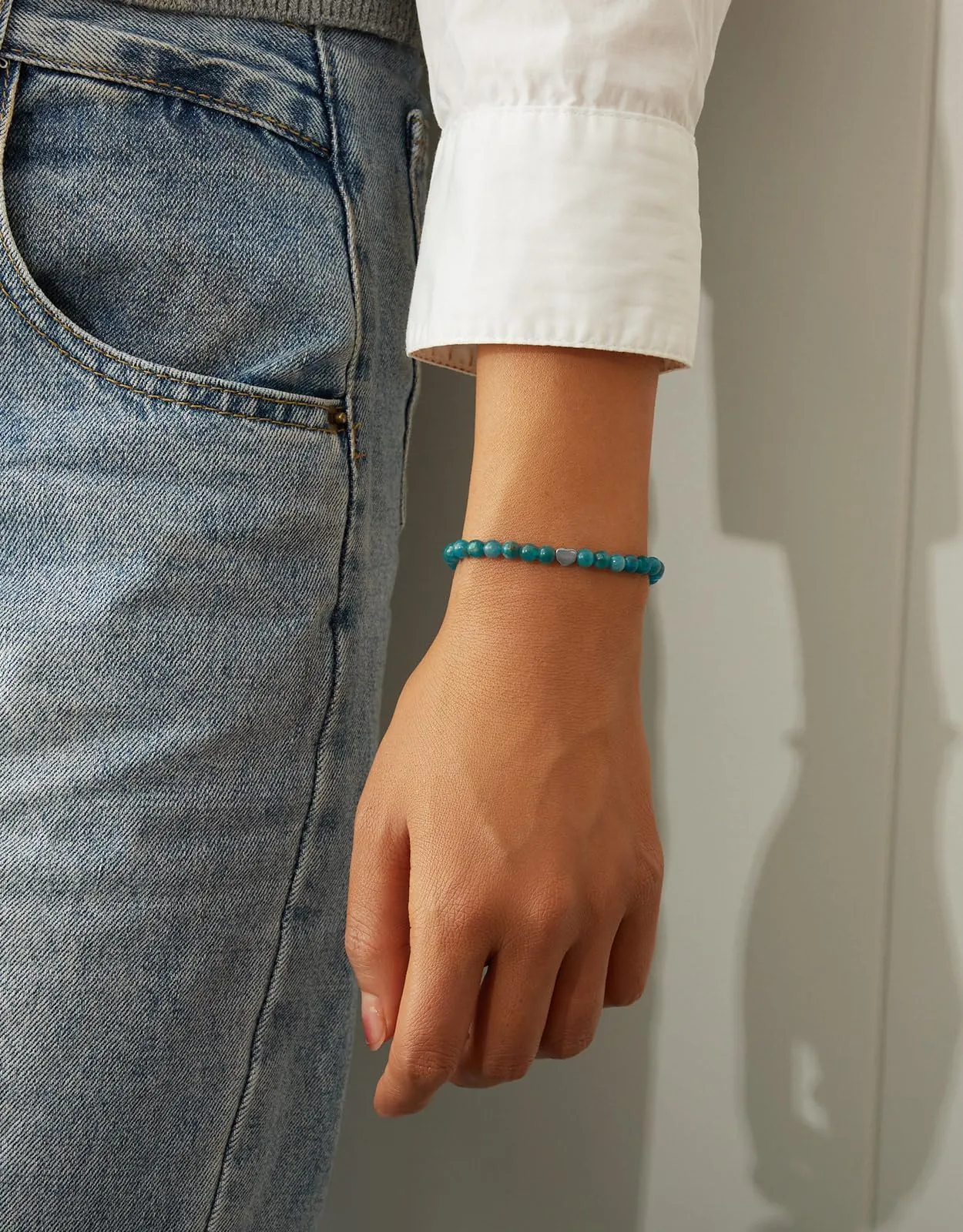 Landorilo Bracciale Donna, Pietra Naturale 4mm, Apatite A - immagine 2