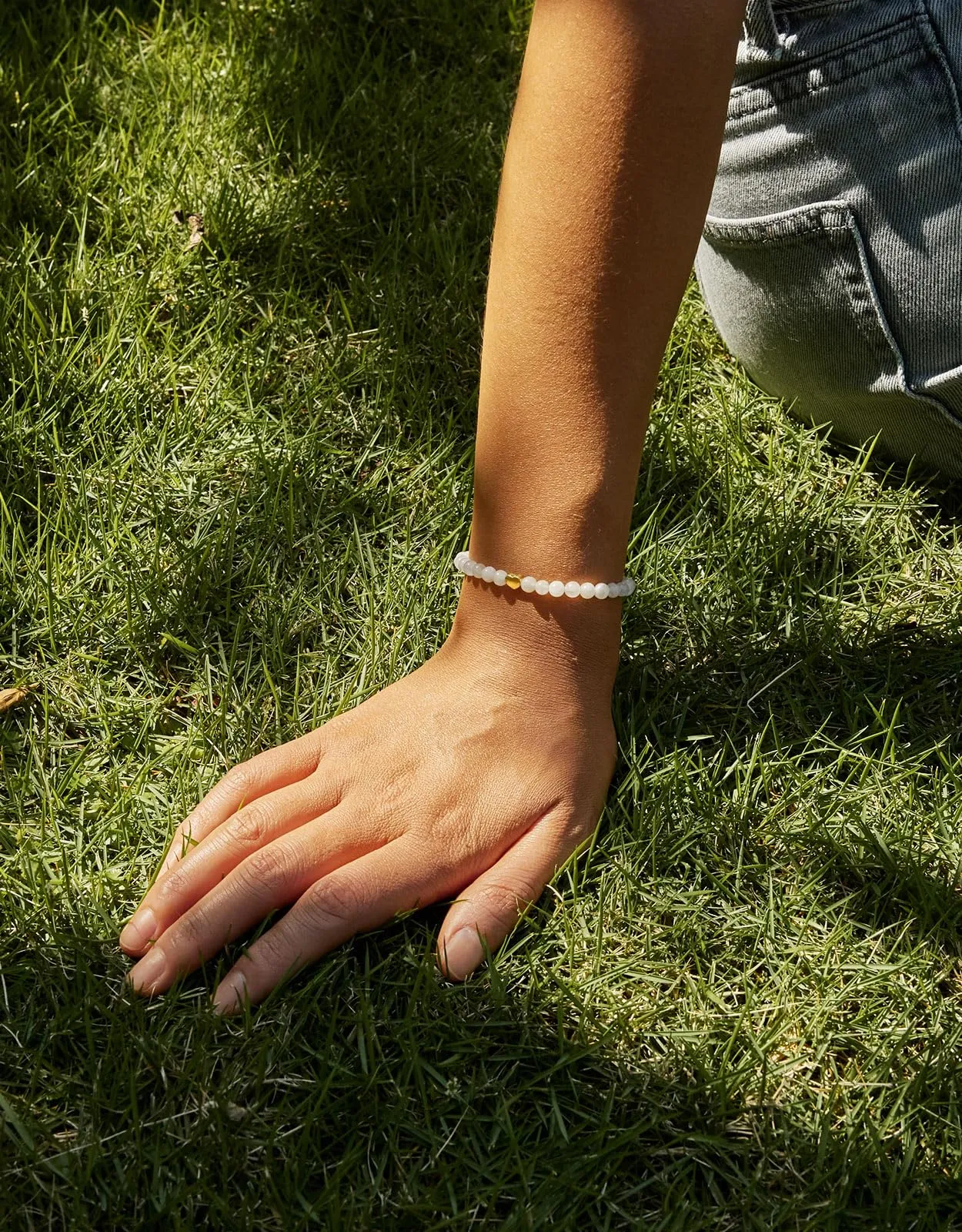 Landorilo Bracciale Donna, Pietra Naturale 4mm, Pietra Di Luna O - immagine 2
