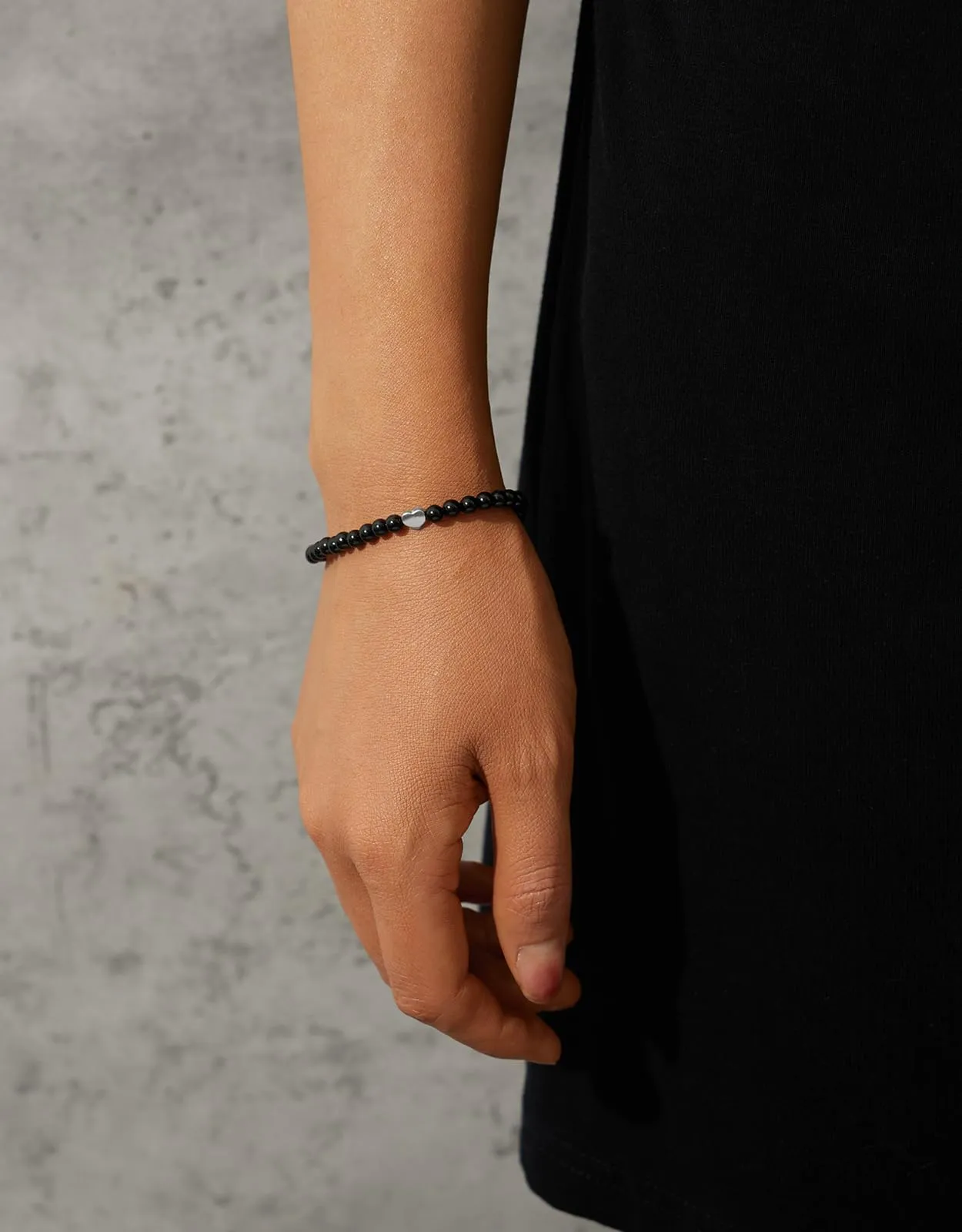 Landorilo Bracciale Donna, Pietra Naturale 4mm, Tormalina Nera A - immagine 2