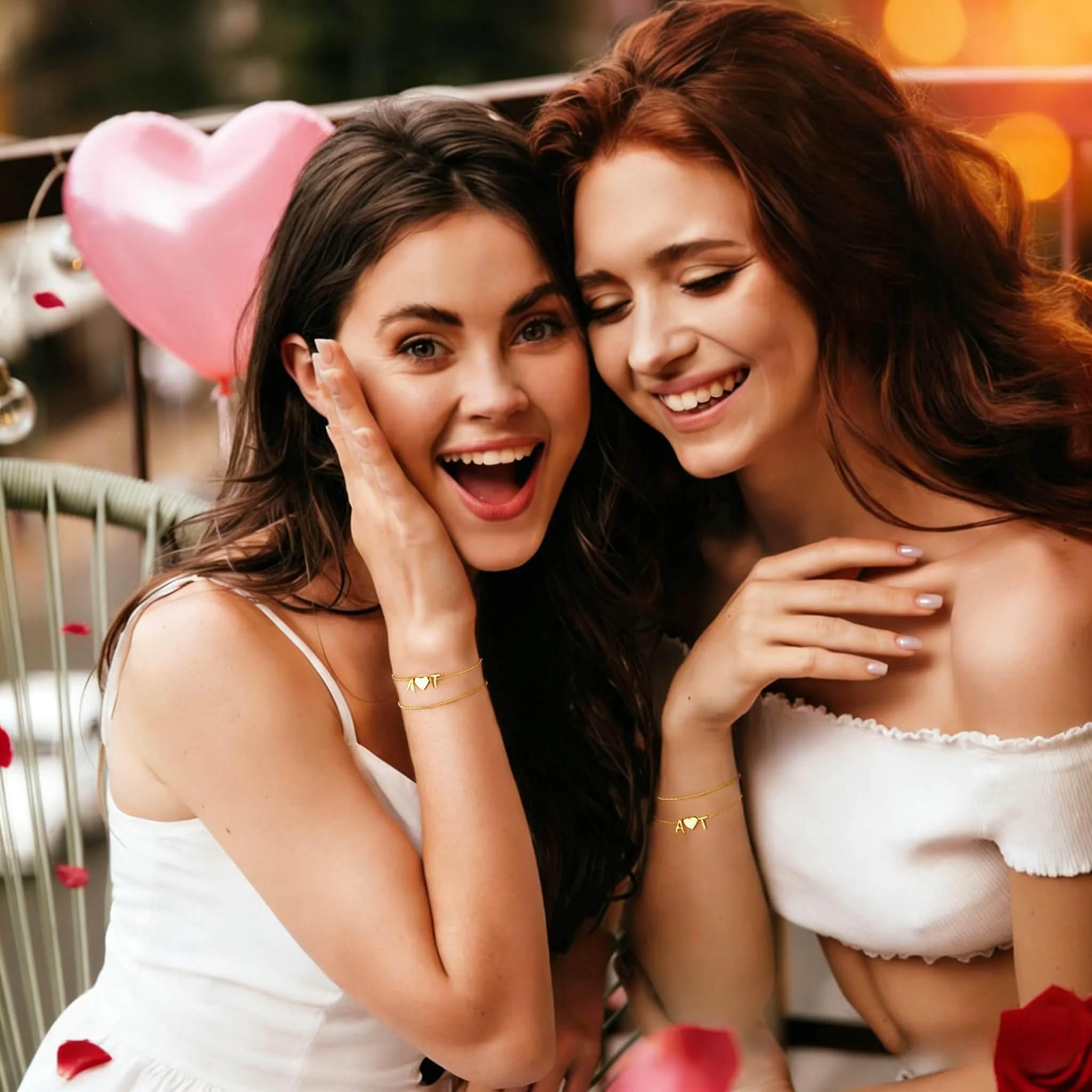 Turandoss Bracciale Donna Oro con Iniziale J, Bracciale Cuore con 2 Iniziali Donna Ragazza Personalizzato Lettera Iniziale A, Gioielli Regalo per Ragazza Amica Fidanzata Mamma Compleanno Natale - immagine 7
