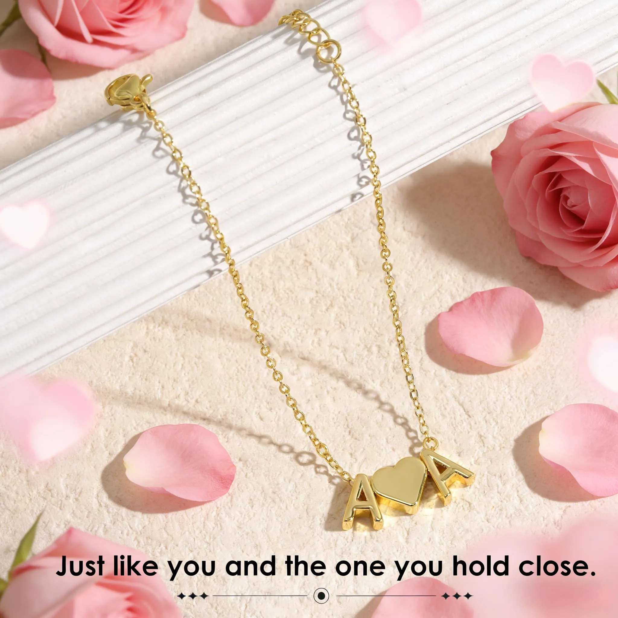 Turandoss Bracciale Donna Oro Iniziale B, Bracciale Cuore con 2 Iniziali Donna Personalizzato Lettera Iniziale B, Gioielli Regalo per Ragazza Amica Fidanzata Mamma Regalo Compleanno Natale - immagine 7