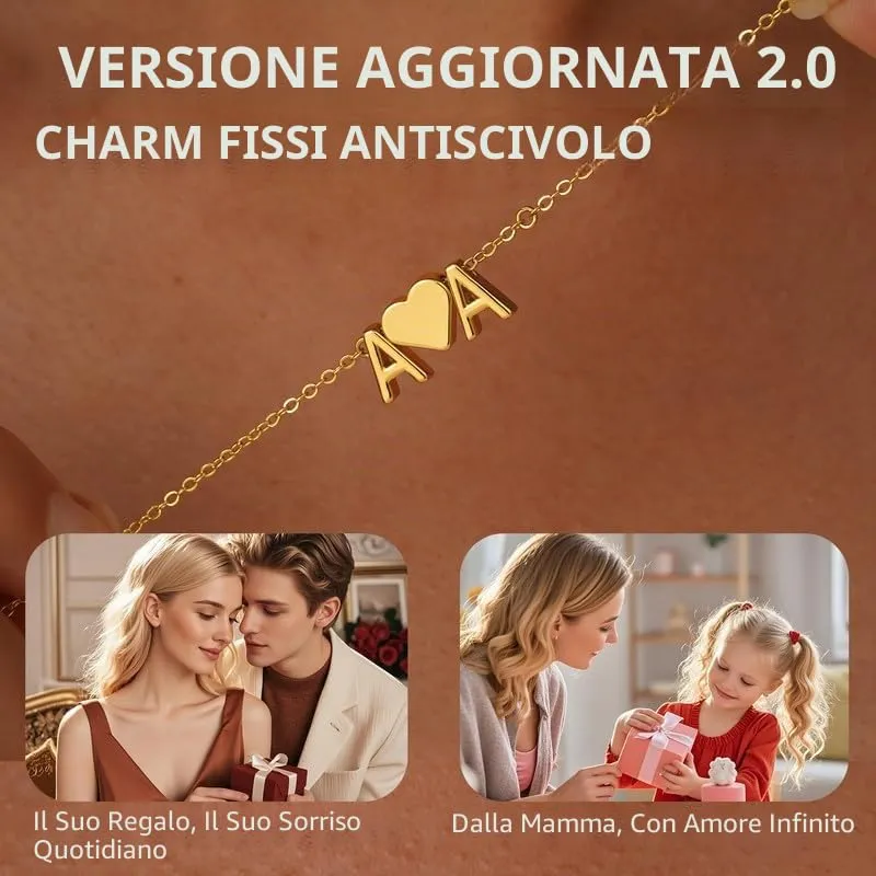 Turandoss Bracciale Donna Oro Iniziale M, Bracciale Cuore con 2 Iniziali Donna Personalizzato Lettera Iniziale B, Gioielli Regalo per Ragazza Amica Fidanzata Mamma Regalo Compleanno Natale - immagine 5
