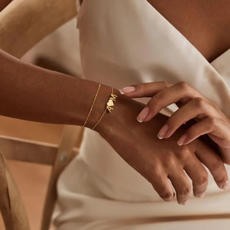 Turandoss Bracciale Cuore con 2 Iniziali Personalizzato Bracciale con Iniziale T Donna Ragazza Oro, Gioielli Donna Regalo per Ragazza 11 12 13 14 anni Amica Fidanzata Mamma Regalo Compleanno - immagine 3