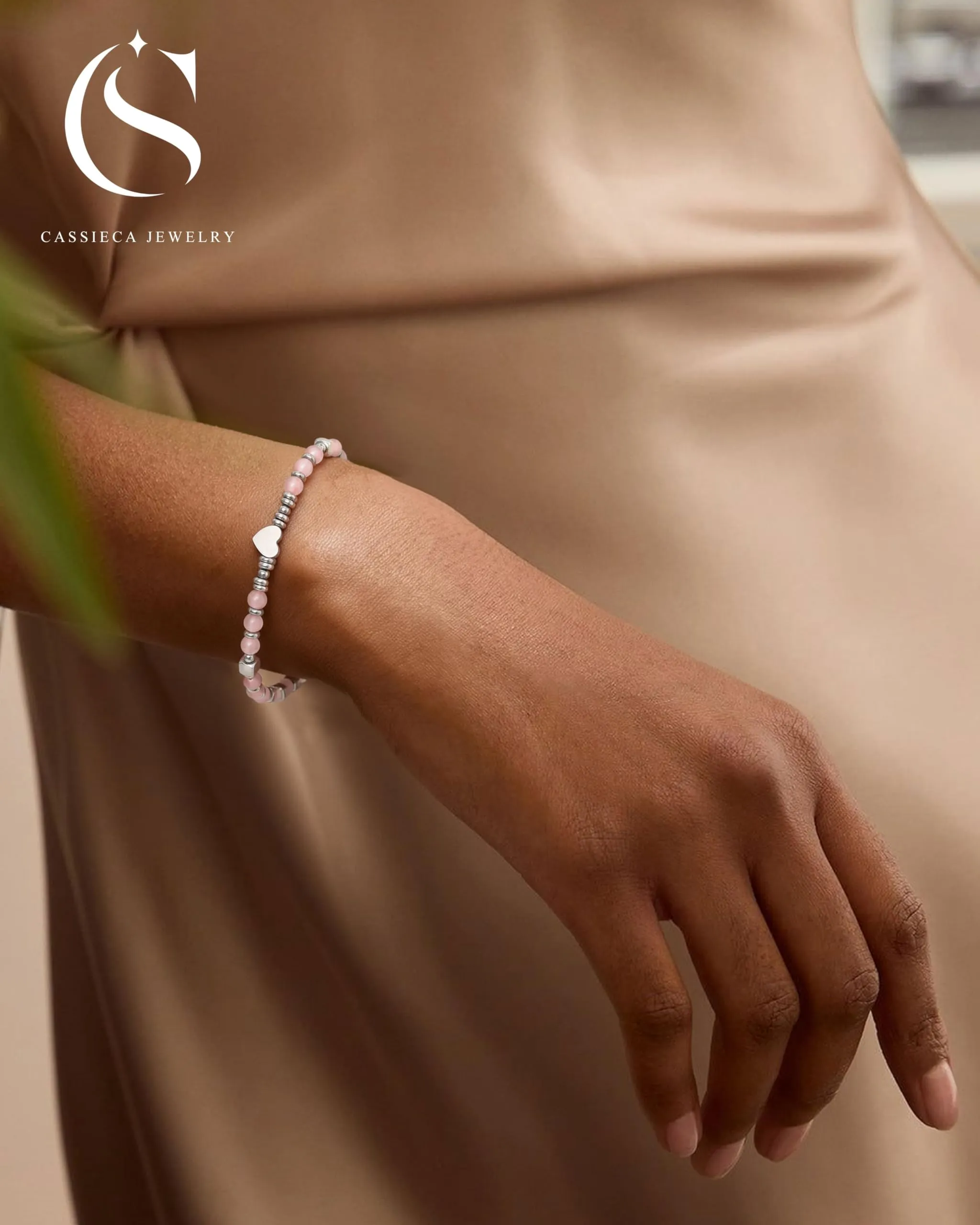 CASSIECA Bracciale Donna Braccialetti da Donna con Perline Ciondolo Cuore - immagine 3