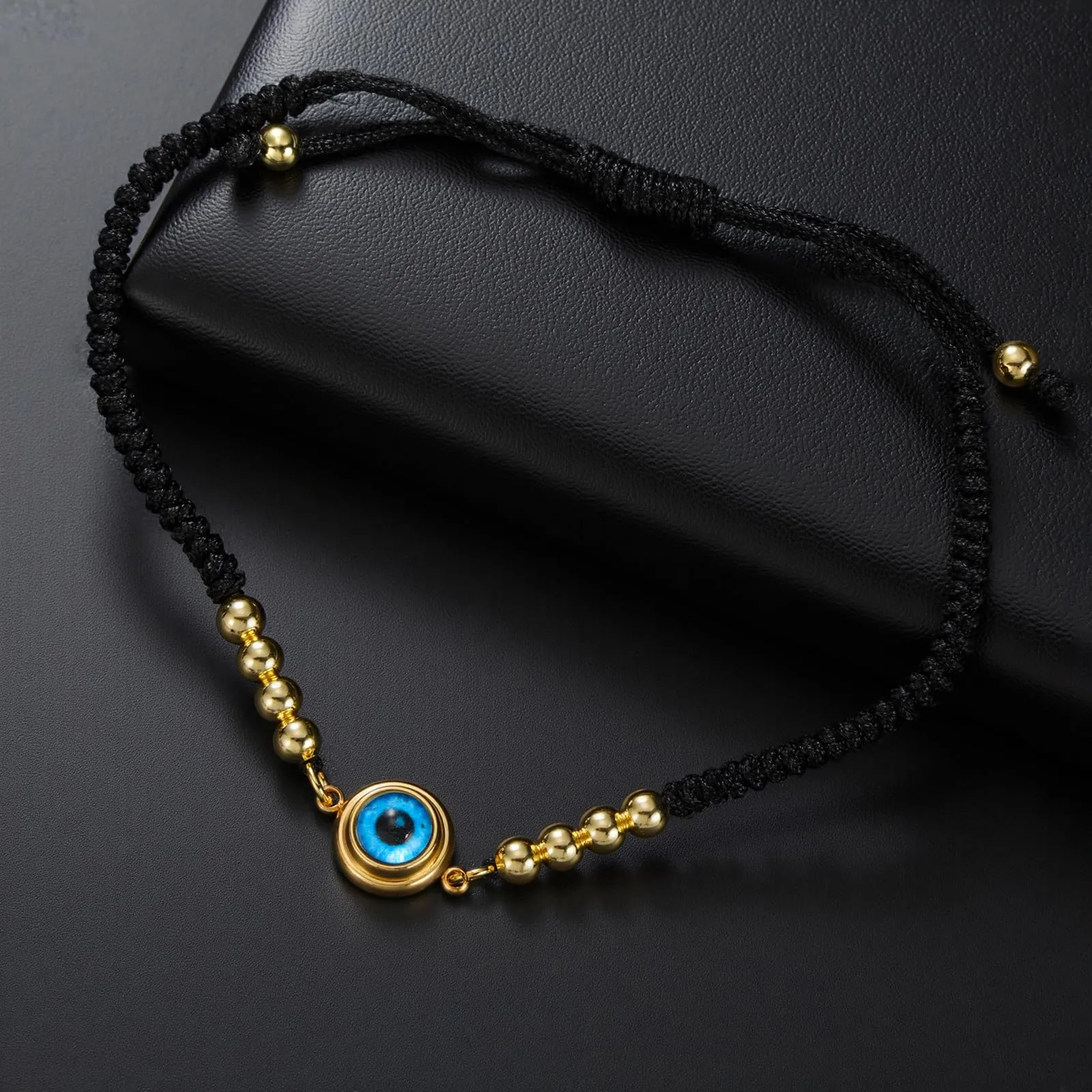VASSAGO Delicato Braccialetto Malocchio Per Le Donne In Acciaio Inox Regolabile Occhio Turco Braccialetti Portafortuna Amuleto Gioielli Regalo (Corda G1) - immagine 3