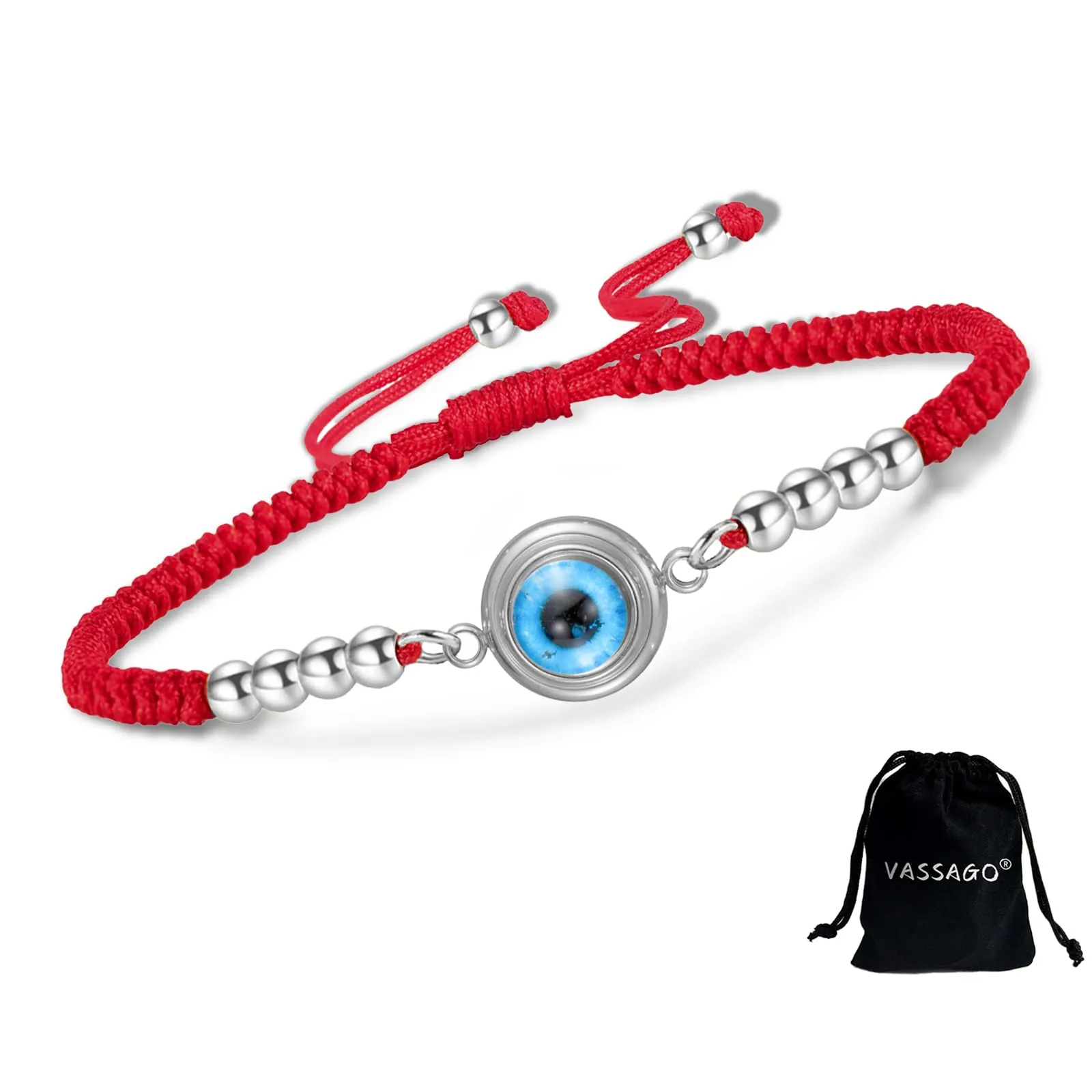 VASSAGO Delicato Braccialetto Malocchio Per Le Donne In Acciaio Inox Regolabile Occhio Turco Braccialetti Portafortuna Amuleto Gioielli Regalo (Stringa S2) - immagine 1