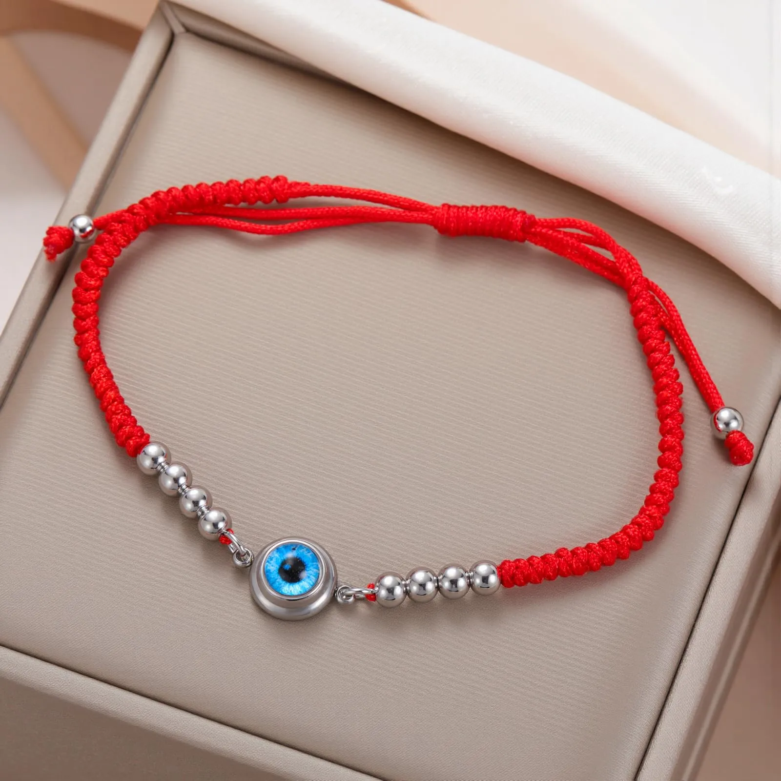 VASSAGO Delicato Braccialetto Malocchio Per Le Donne In Acciaio Inox Regolabile Occhio Turco Braccialetti Portafortuna Amuleto Gioielli Regalo (Stringa S2) - immagine 8