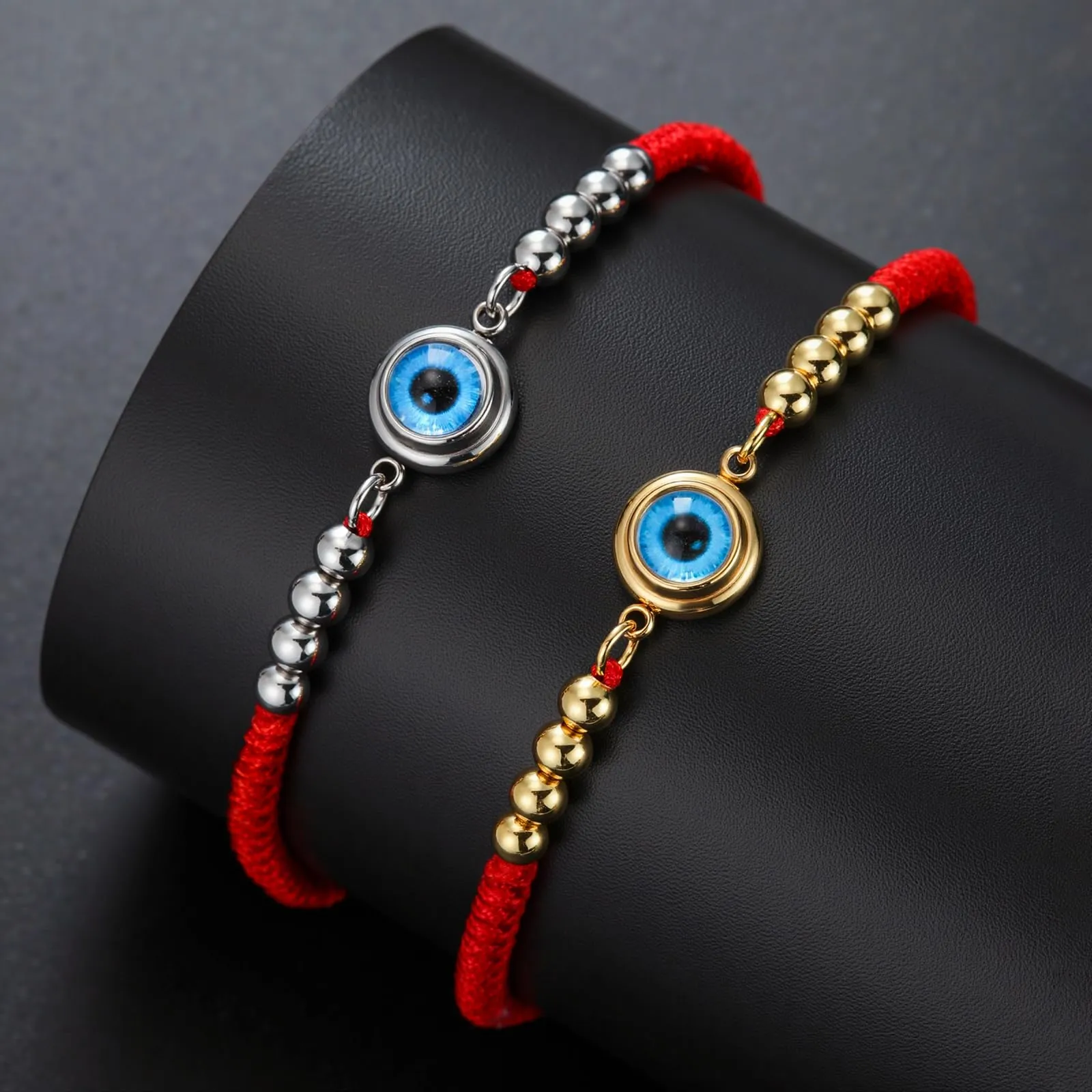 VASSAGO Delicato Braccialetto Malocchio Per Le Donne In Acciaio Inox Regolabile Occhio Turco Braccialetti Portafortuna Amuleto Gioielli Regalo (Stringa S2) - immagine 9
