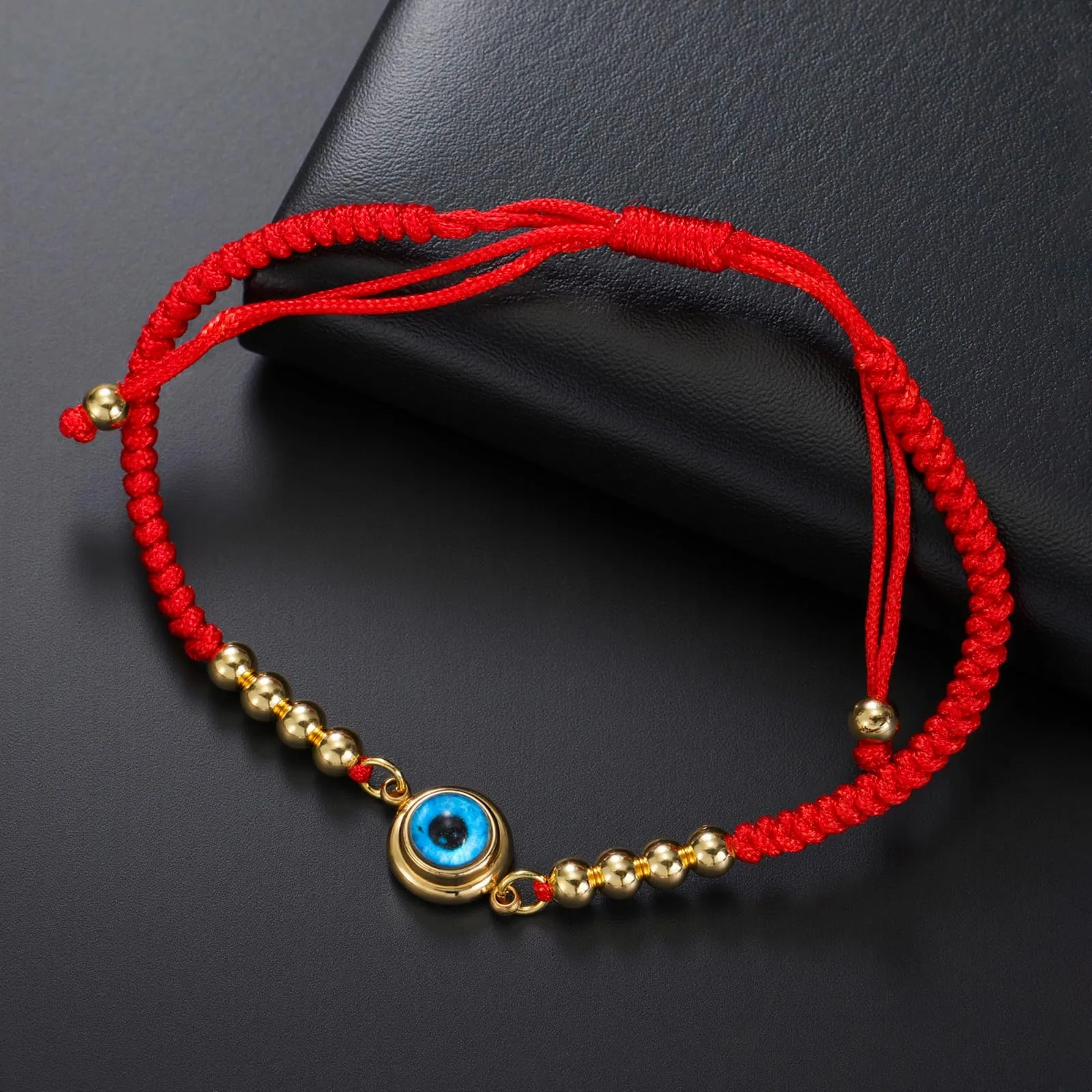 VASSAGO Delicato Braccialetto Malocchio Per Le Donne In Acciaio Inox Regolabile Occhio Turco Braccialetti Portafortuna Amuleto Gioielli Regalo (Corda G2) - immagine 3