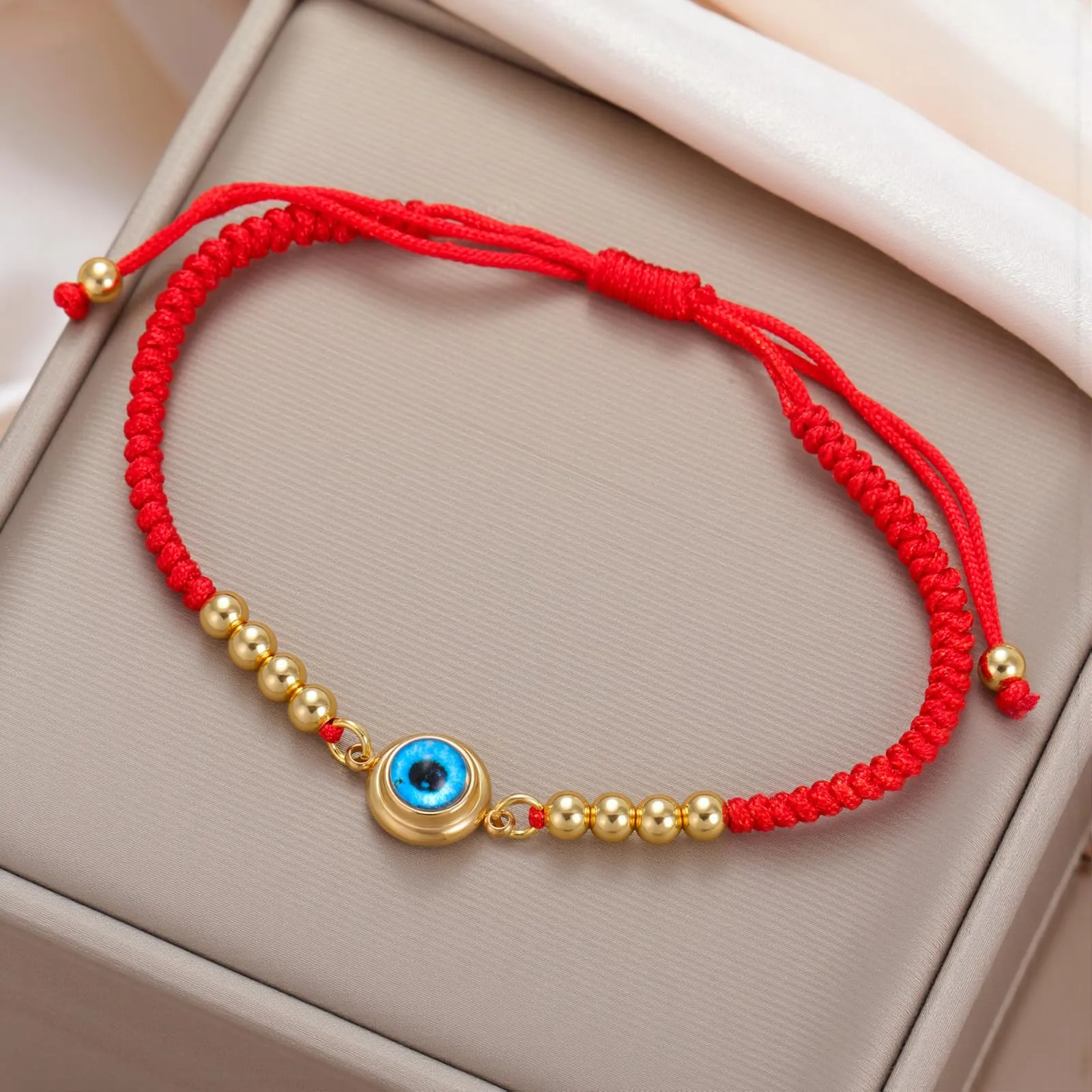 VASSAGO Delicato Braccialetto Malocchio Per Le Donne In Acciaio Inox Regolabile Occhio Turco Braccialetti Portafortuna Amuleto Gioielli Regalo (Corda G2) - immagine 8