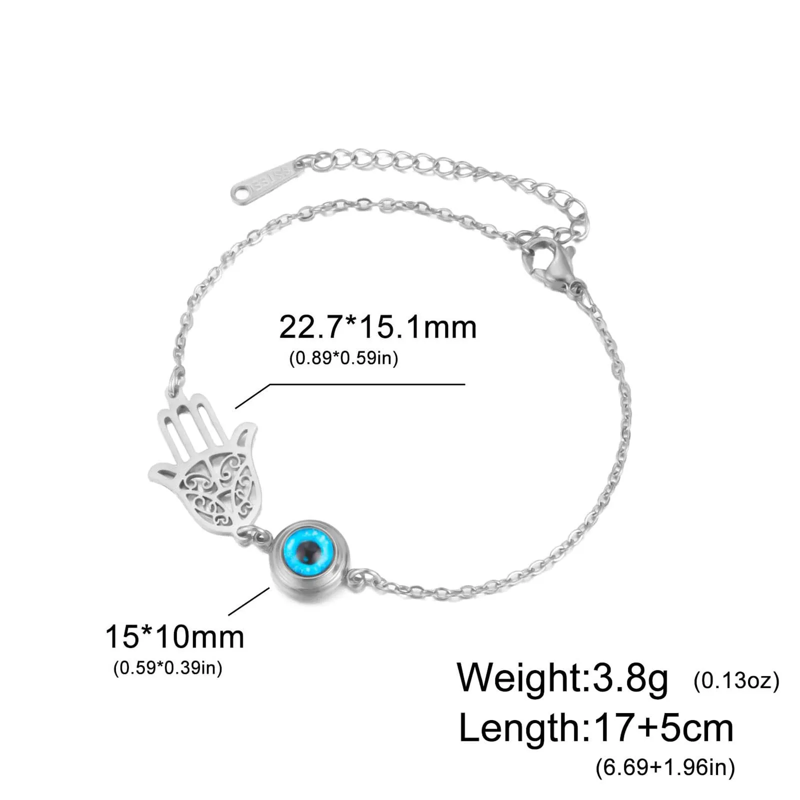 VASSAGO Delicato Braccialetto Malocchio Per Le Donne In Acciaio Inox Regolabile Occhio Turco Braccialetti Portafortuna Amuleto Gioielli Regalo (Argento 2) - immagine 6