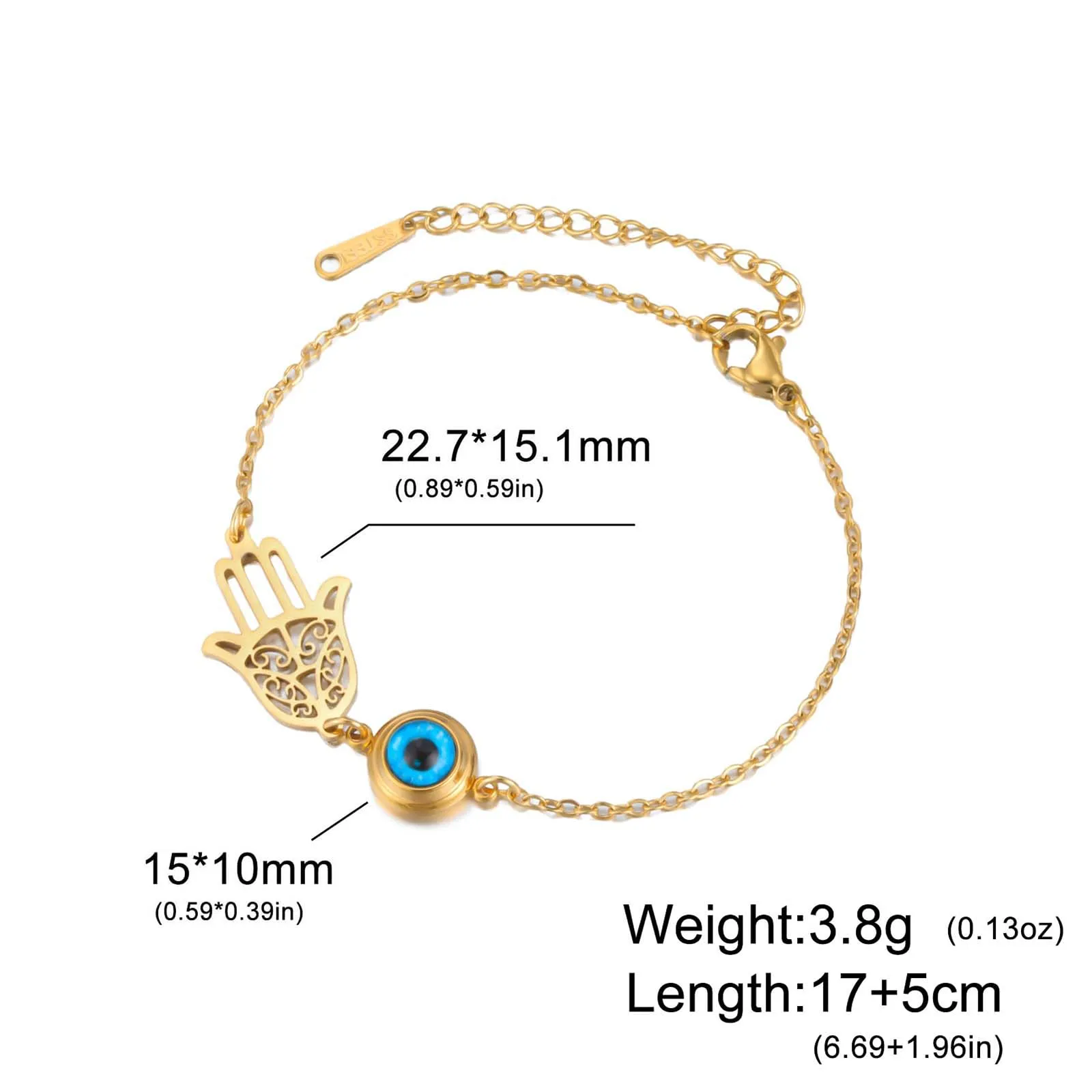 VASSAGO Delicato Braccialetto Malocchio Per Le Donne In Acciaio Inox Regolabile Occhio Turco Braccialetti Portafortuna Amuleto Gioielli Regalo (Oro 2) - immagine 6