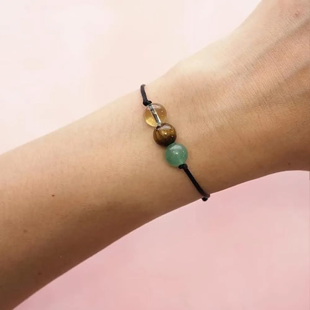 Bracciale Motivazionale con Pietre Naturali e curative per lui uomo per lei donna Corda Regolabile Fatto a Mano Regalo Ispirazione Protezione - Cofanetto con DEDICA INCLUSO (buona sorte) - immagine 2