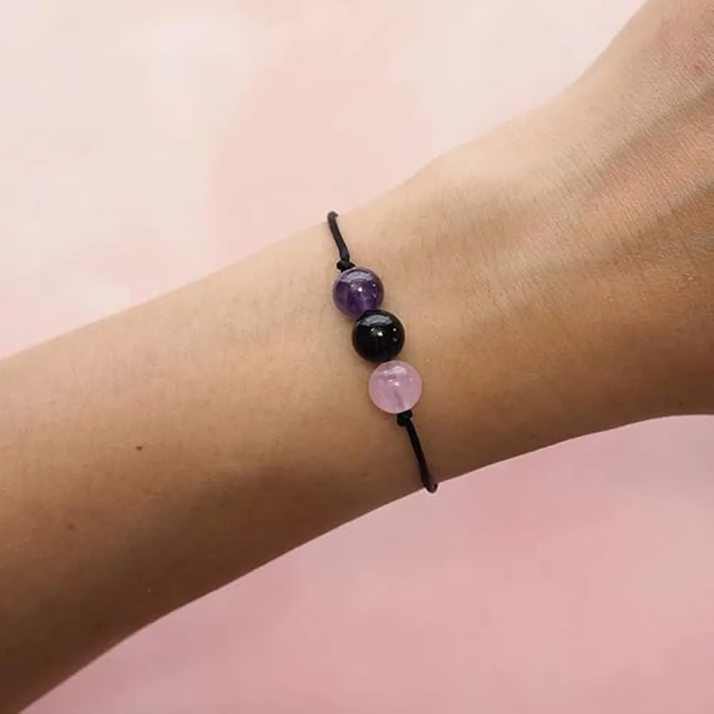 Bracciale Motivazionale con Pietre Naturali e curative per lui uomo per lei donna Corda Regolabile Fatto a Mano Regalo Ispirazione Protezione - Cofanetto con DEDICA INCLUSO (ansia e stress) - immagine 2