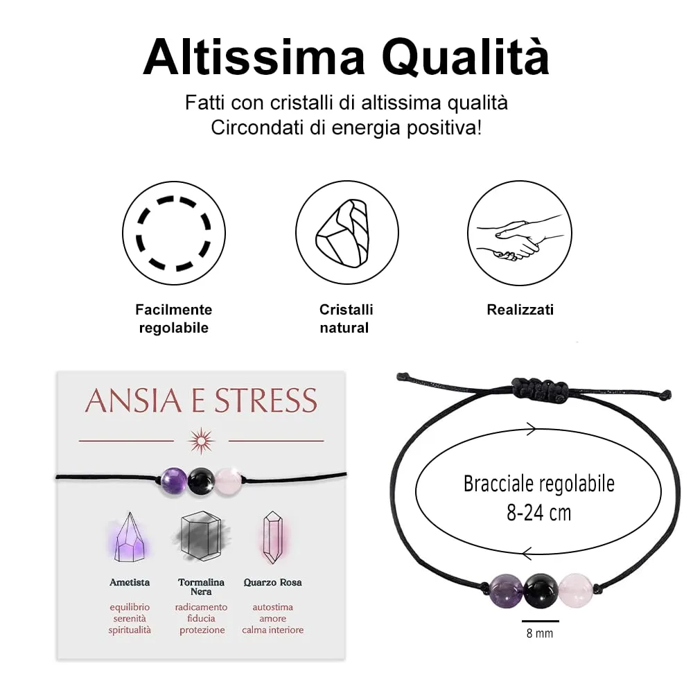 Bracciale Motivazionale con Pietre Naturali e curative per lui uomo per lei donna Corda Regolabile Fatto a Mano Regalo Ispirazione Protezione - Cofanetto con DEDICA INCLUSO (ansia e stress) - immagine 3