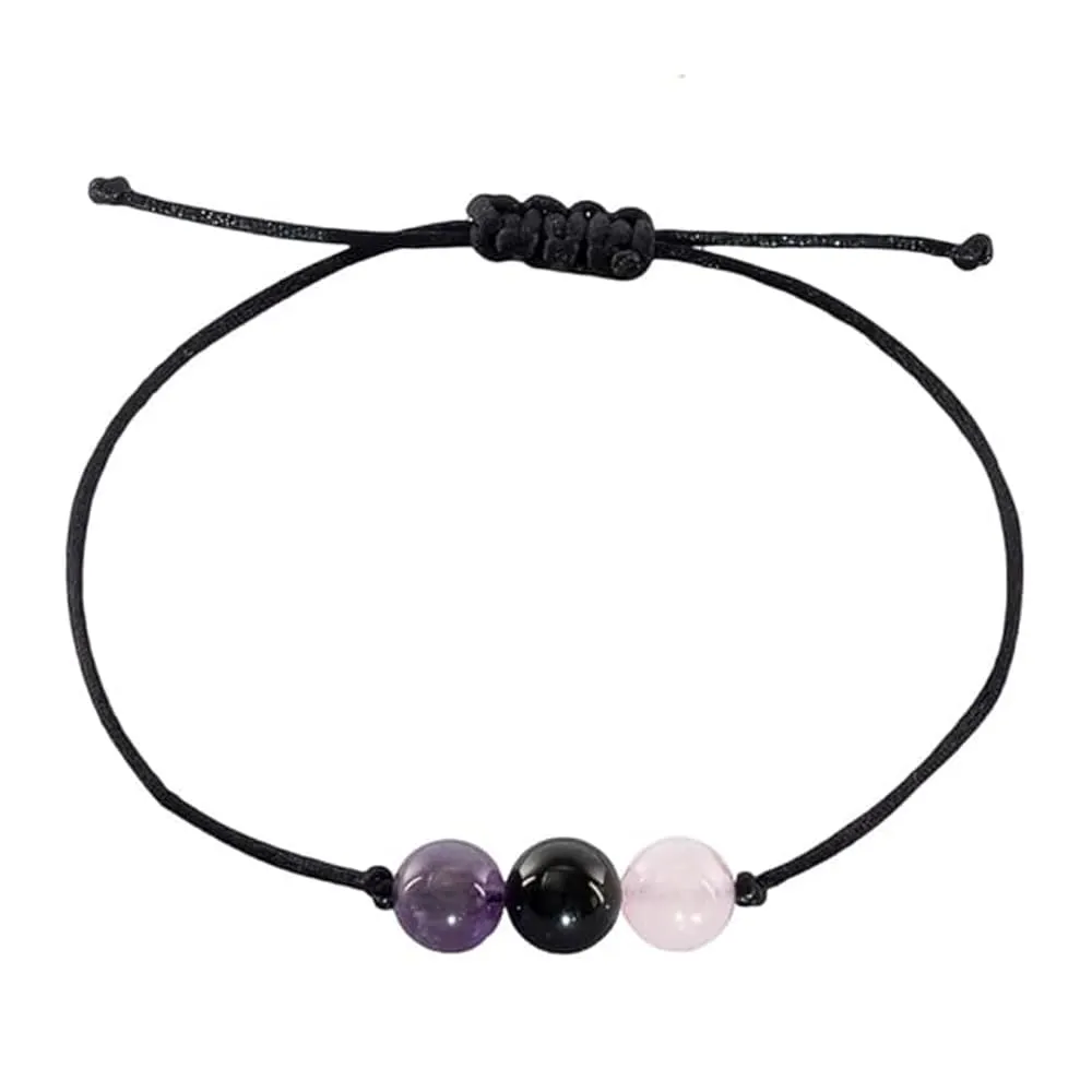 Bracciale Motivazionale con Pietre Naturali e curative per lui uomo per lei donna Corda Regolabile Fatto a Mano Regalo Ispirazione Protezione - Cofanetto con DEDICA INCLUSO (ansia e stress) - immagine 4