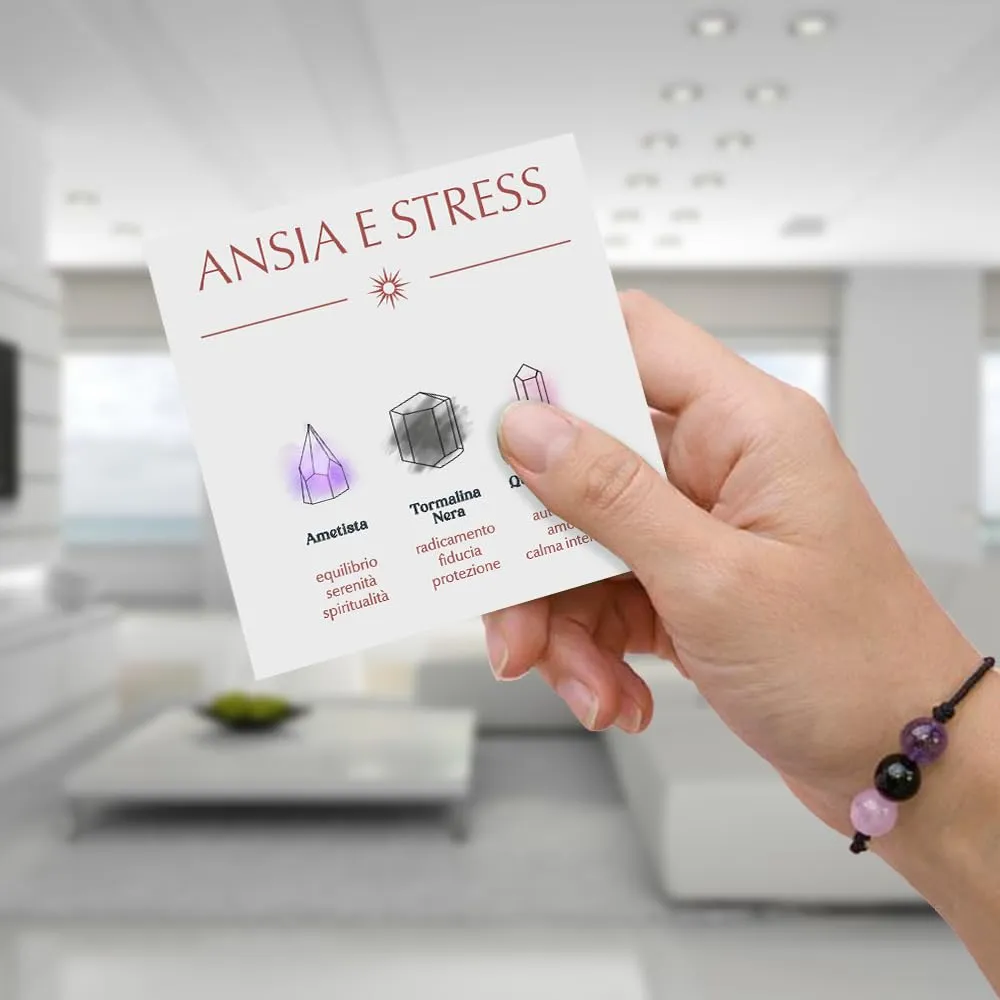 Bracciale Motivazionale con Pietre Naturali e curative per lui uomo per lei donna Corda Regolabile Fatto a Mano Regalo Ispirazione Protezione - Cofanetto con DEDICA INCLUSO (ansia e stress) - immagine 5