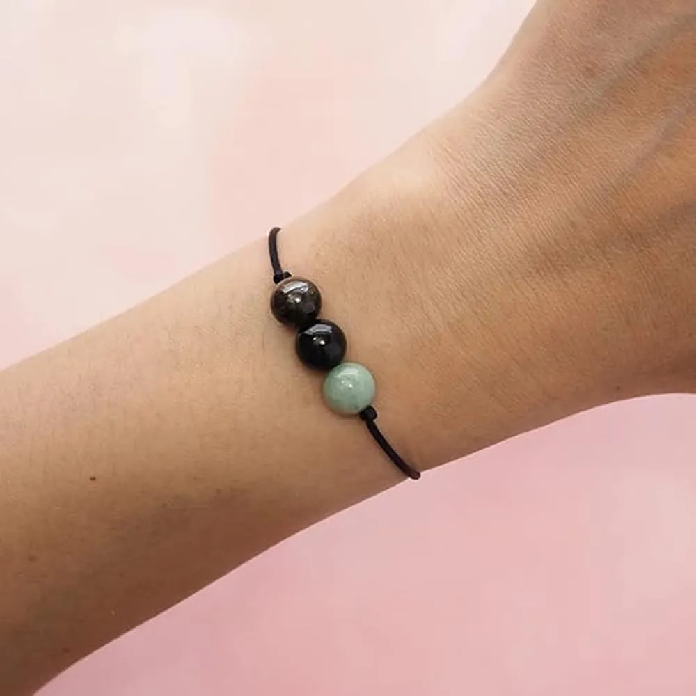 Bracciale Motivazionale con Pietre Naturali e curative per lui uomo per lei donna Corda Regolabile Fatto a Mano Regalo Ispirazione Protezione - Cofanetto con DEDICA INCLUSO (fiducia in se stessi) - immagine 2