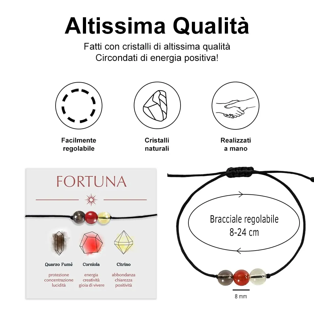 Bracciale Motivazionale con Pietre Naturali e curative per lui uomo per lei donna Corda Regolabile Fatto a Mano Regalo Ispirazione Protezione - Cofanetto con DEDICA INCLUSO (fortuna) - immagine 3