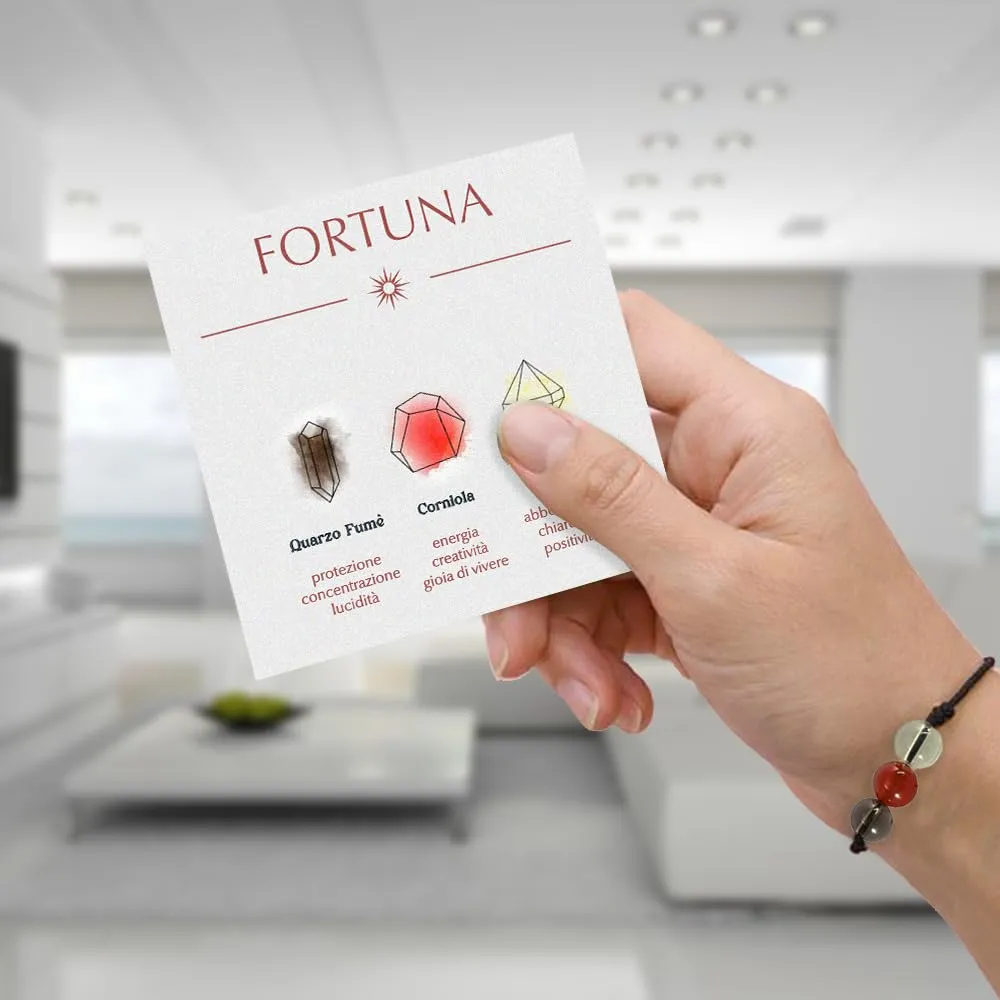Bracciale Motivazionale con Pietre Naturali e curative per lui uomo per lei donna Corda Regolabile Fatto a Mano Regalo Ispirazione Protezione - Cofanetto con DEDICA INCLUSO (fortuna) - immagine 5