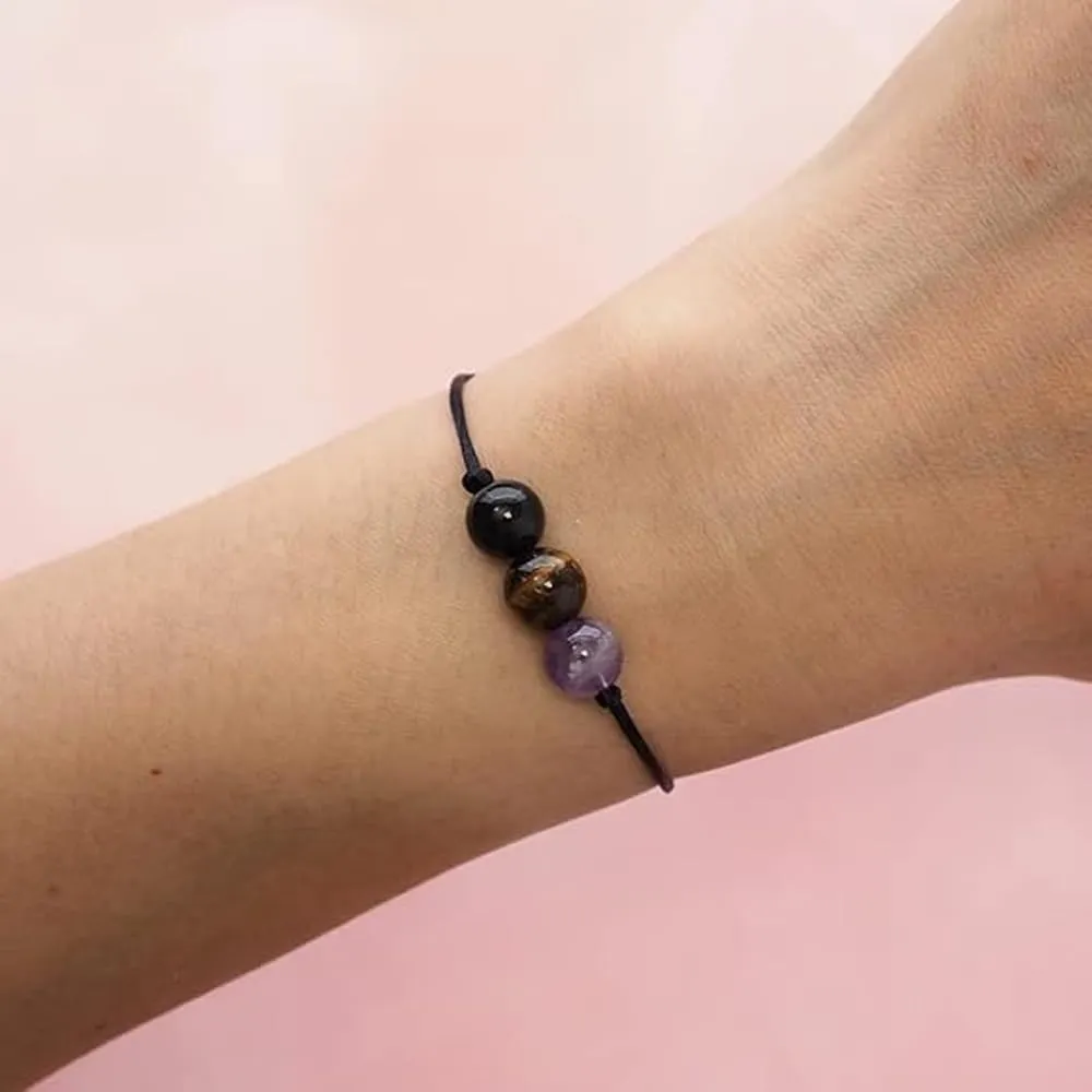 Bracciale Motivazionale con Pietre Naturali e curative per lui uomo per lei donna Corda Regolabile Fatto a Mano Regalo Ispirazione Protezione - Cofanetto con DEDICA INCLUSO (nessuna energia negativa) - immagine 2