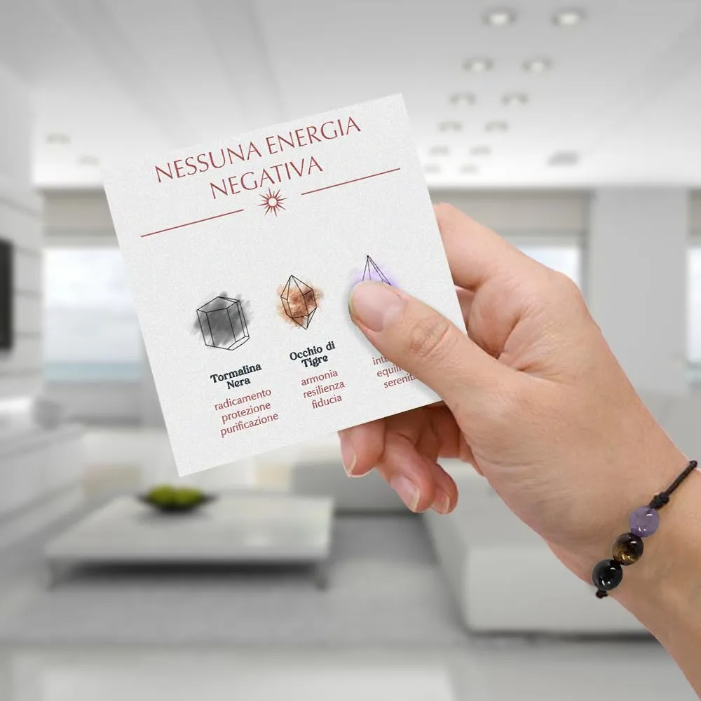 Bracciale Motivazionale con Pietre Naturali e curative per lui uomo per lei donna Corda Regolabile Fatto a Mano Regalo Ispirazione Protezione - Cofanetto con DEDICA INCLUSO (nessuna energia negativa) - immagine 5