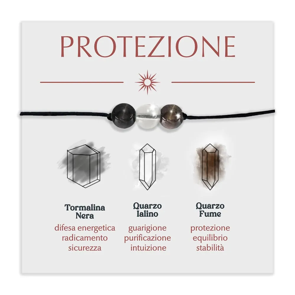 Bracciale Motivazionale con Pietre Naturali e curative per lui uomo per lei donna Corda Regolabile Fatto a Mano Regalo Ispirazione Protezione - Cofanetto con DEDICA INCLUSO (protezione) - immagine 1