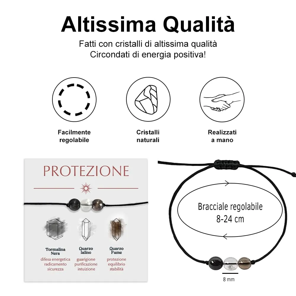 Bracciale Motivazionale con Pietre Naturali e curative per lui uomo per lei donna Corda Regolabile Fatto a Mano Regalo Ispirazione Protezione - Cofanetto con DEDICA INCLUSO (protezione) - immagine 3