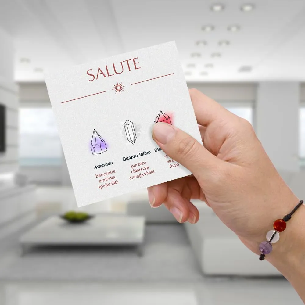 Bracciale Motivazionale con Pietre Naturali e curative per lui uomo per lei donna Corda Regolabile Fatto a Mano Regalo Ispirazione Protezione - Cofanetto con DEDICA INCLUSO (salute) - immagine 5