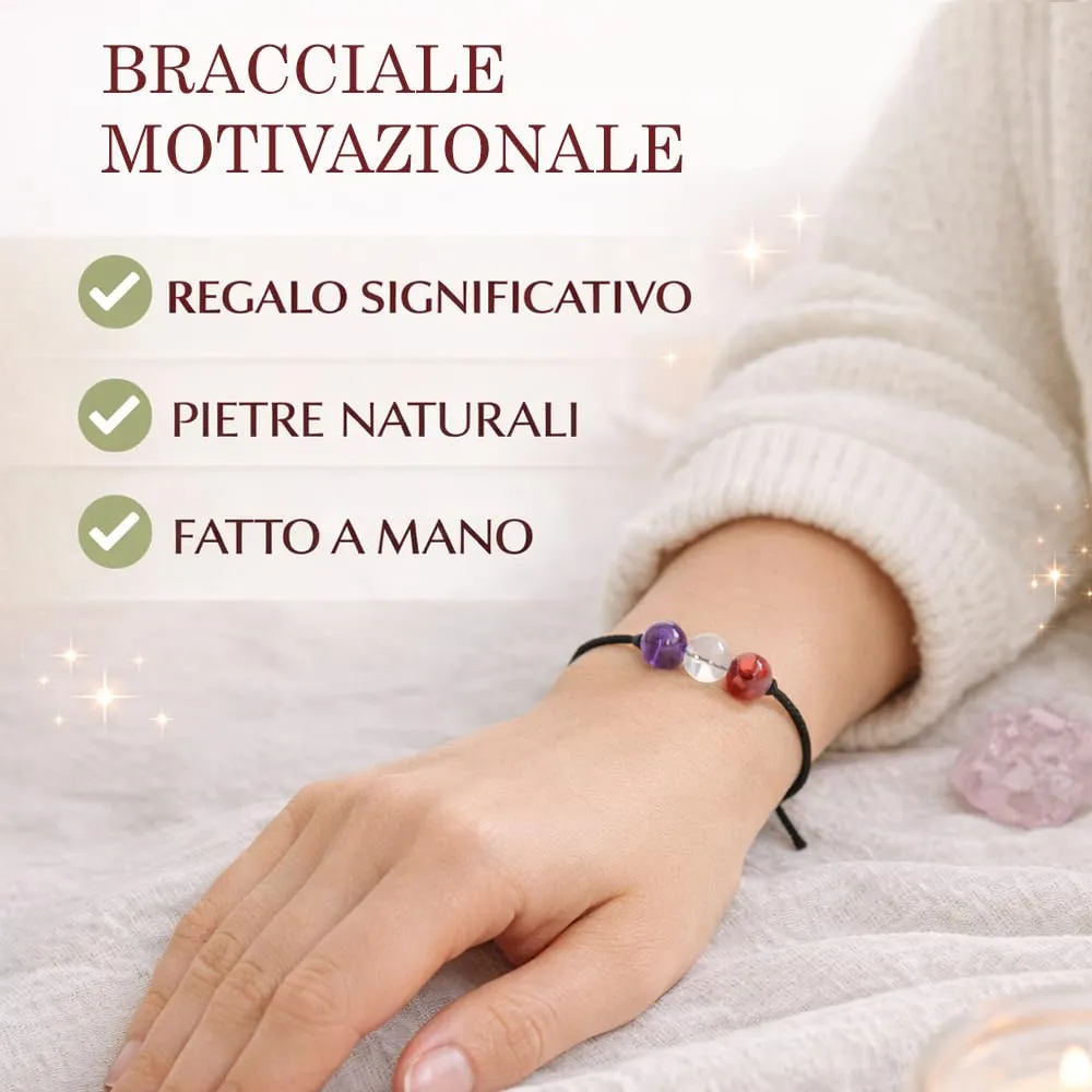 Bracciale Motivazionale con Pietre Naturali e curative per lui uomo per lei donna Corda Regolabile Fatto a Mano Regalo Ispirazione Protezione - Cofanetto con DEDICA INCLUSO (salute) - immagine 6