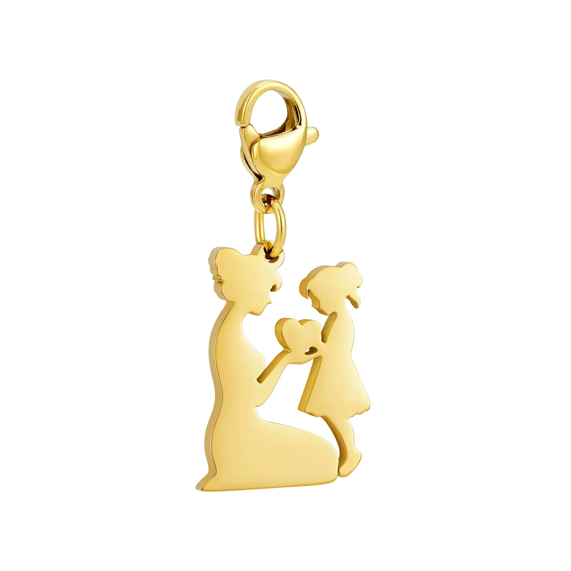 GD GOOD.designs Charms ciondolo madre e figlia con chiusura a moschettone | Ciondolo per collana in acciaio inox 316L | Charm per bracciale, placcato oro 18K | Resistente all'acqua - immagine 1
