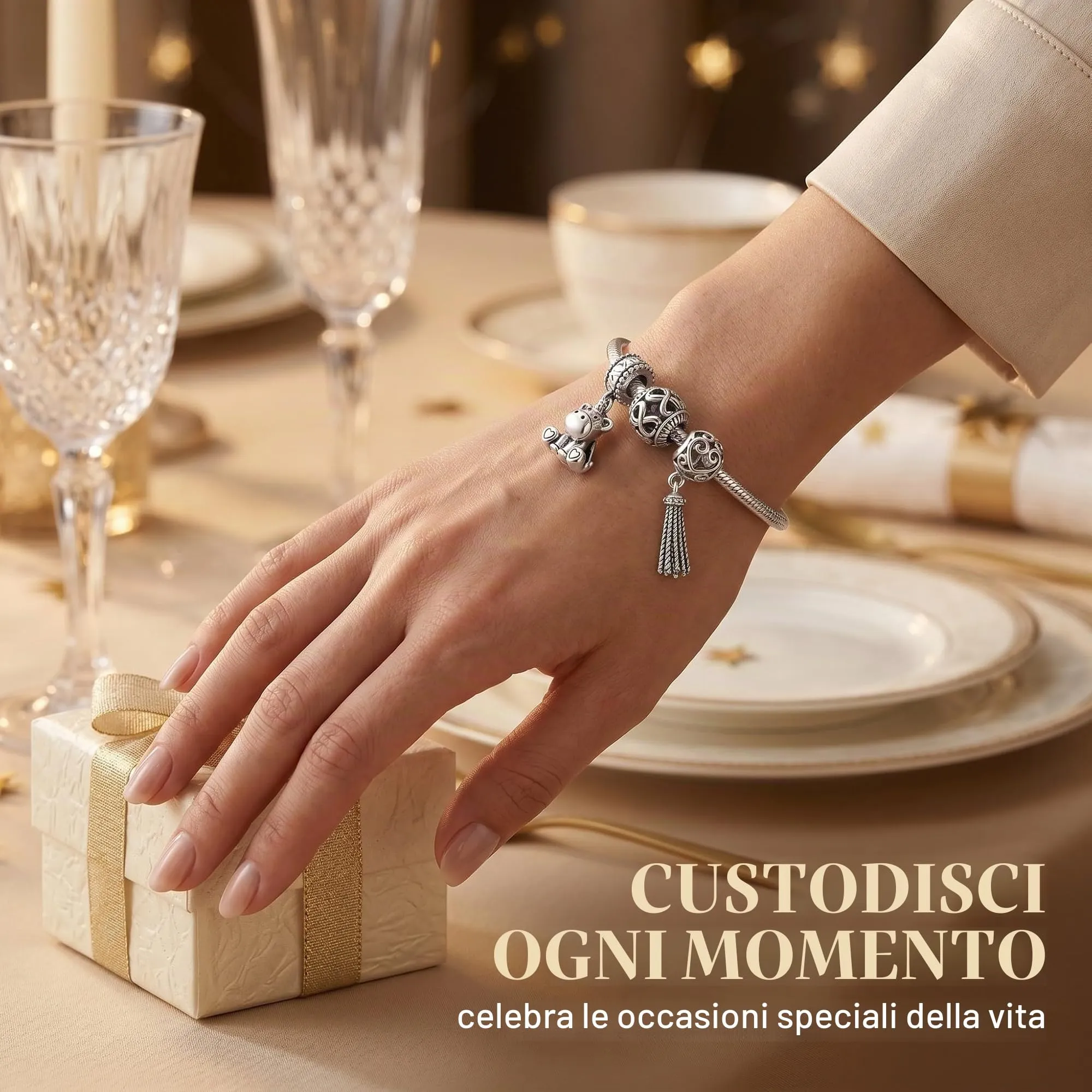 10 Pezzi Charms Ciondoli Argento per Bracciali e Collane, Set di Pendenti Misti per Creazione Gioielli Fai da Te, Perline Decorative Compatibili con Bracciali Europei, Regalo per Donna e Ragazza - immagine 2