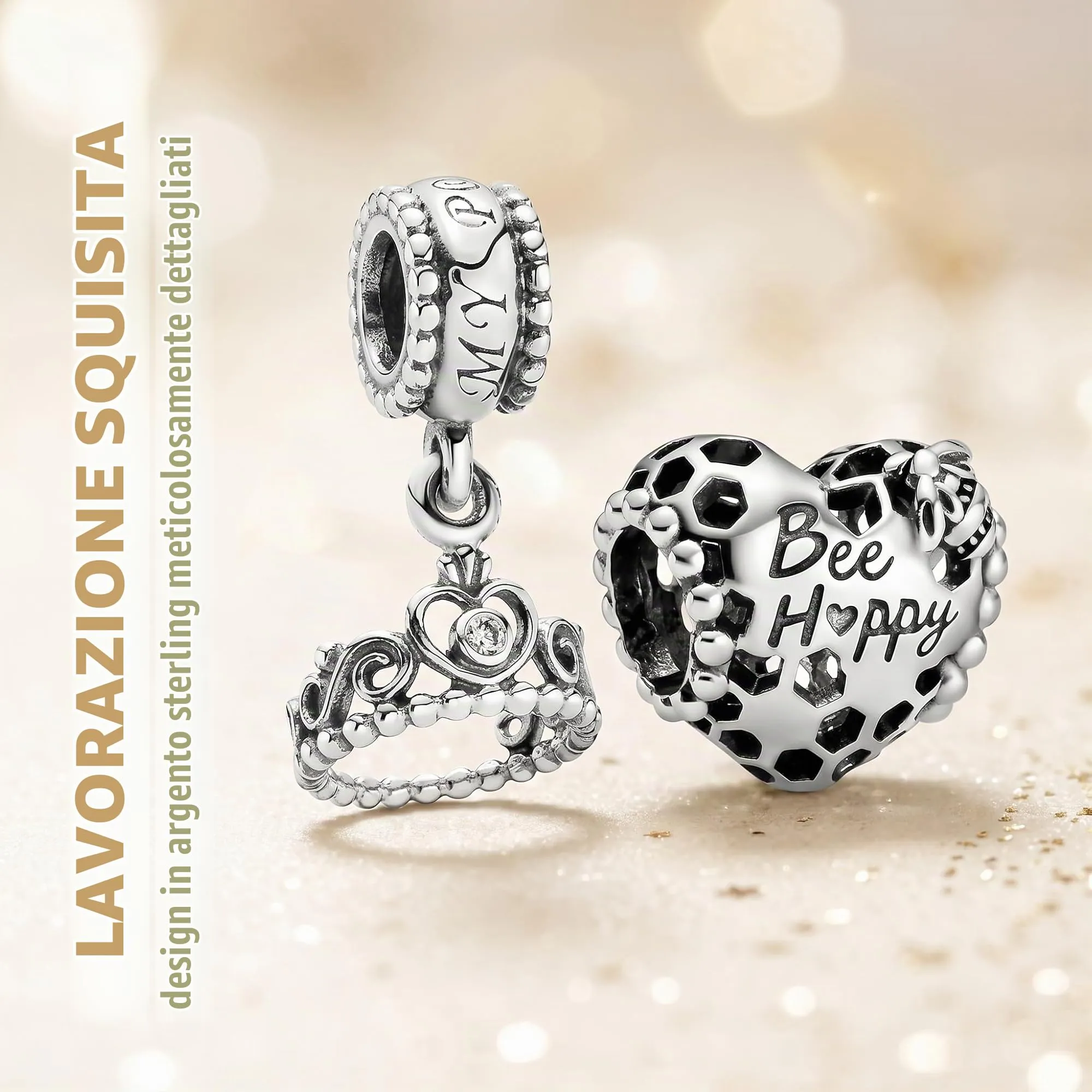 10 Pezzi Charms Ciondoli Argento per Bracciali e Collane, Set di Pendenti Misti per Creazione Gioielli Fai da Te, Perline Decorative Compatibili con Bracciali Europei, Regalo per Donna e Ragazza - immagine 3