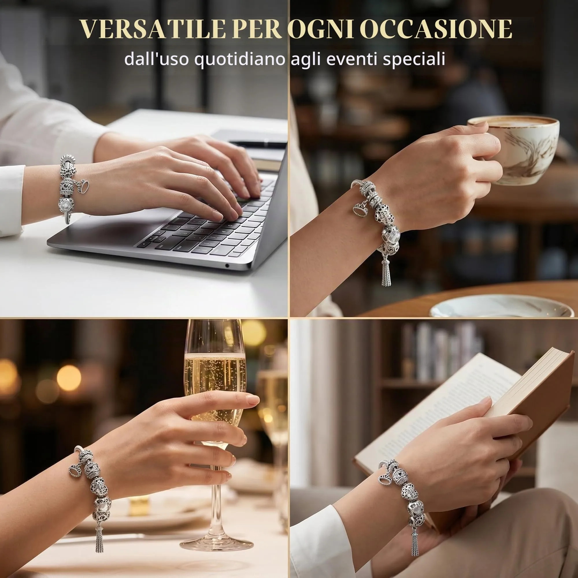 10 Pezzi Charms Ciondoli Argento per Bracciali e Collane, Set di Pendenti Misti per Creazione Gioielli Fai da Te, Perline Decorative Compatibili con Bracciali Europei, Regalo per Donna e Ragazza - immagine 4