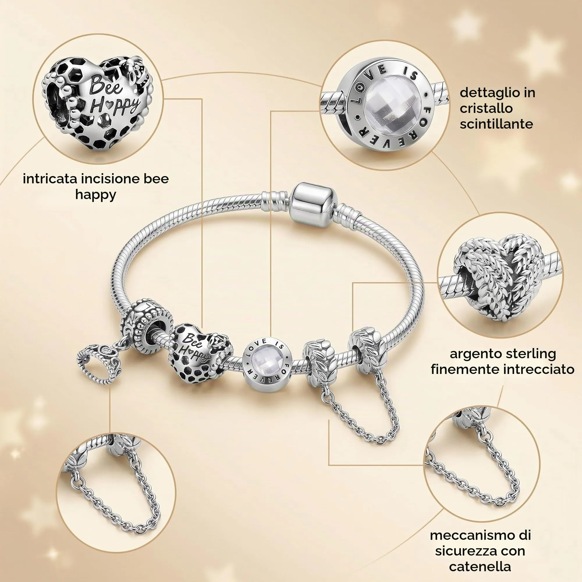 10 Pezzi Charms Ciondoli Argento per Bracciali e Collane, Set di Pendenti Misti per Creazione Gioielli Fai da Te, Perline Decorative Compatibili con Bracciali Europei, Regalo per Donna e Ragazza - immagine 6