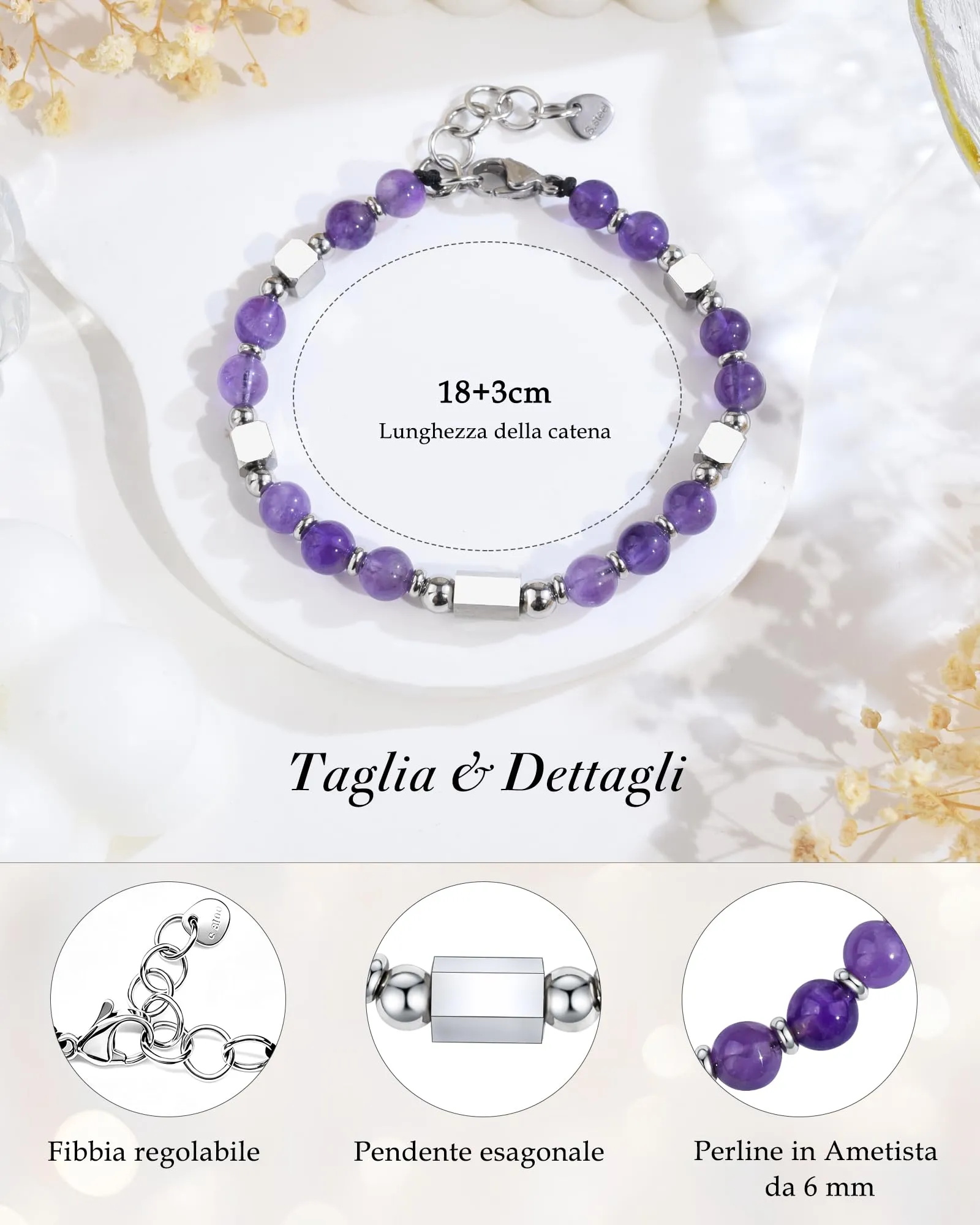 VGWON Bracciale Donna Regalo Donna Compleanno Bracciale Pietre Naturali - immagine 4