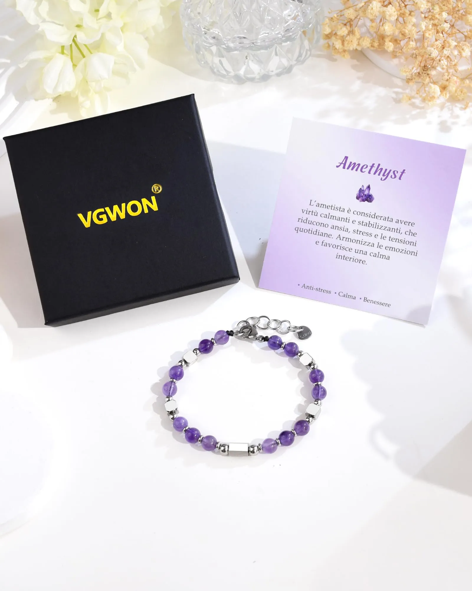 VGWON Bracciale Donna Regalo Donna Compleanno Bracciale Pietre Naturali - immagine 6
