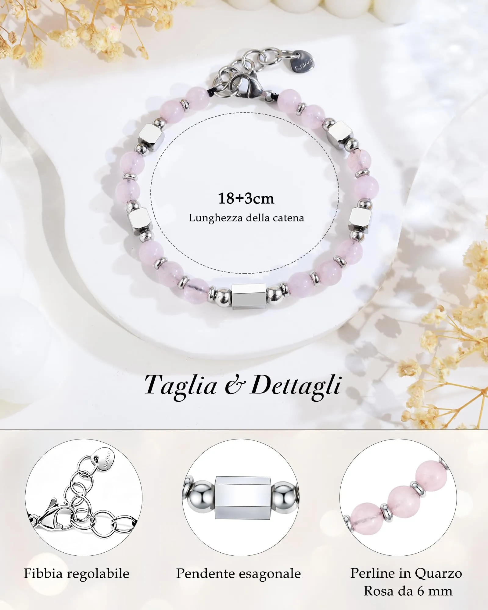 VGWON Bracciale Donna Regalo Donna Compleanno Bracciale Pietre Naturali - immagine 4