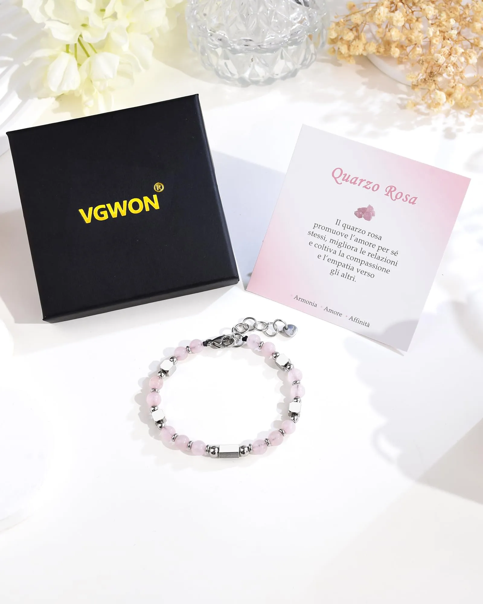 VGWON Bracciale Donna Regalo Donna Compleanno Bracciale Pietre Naturali - immagine 6