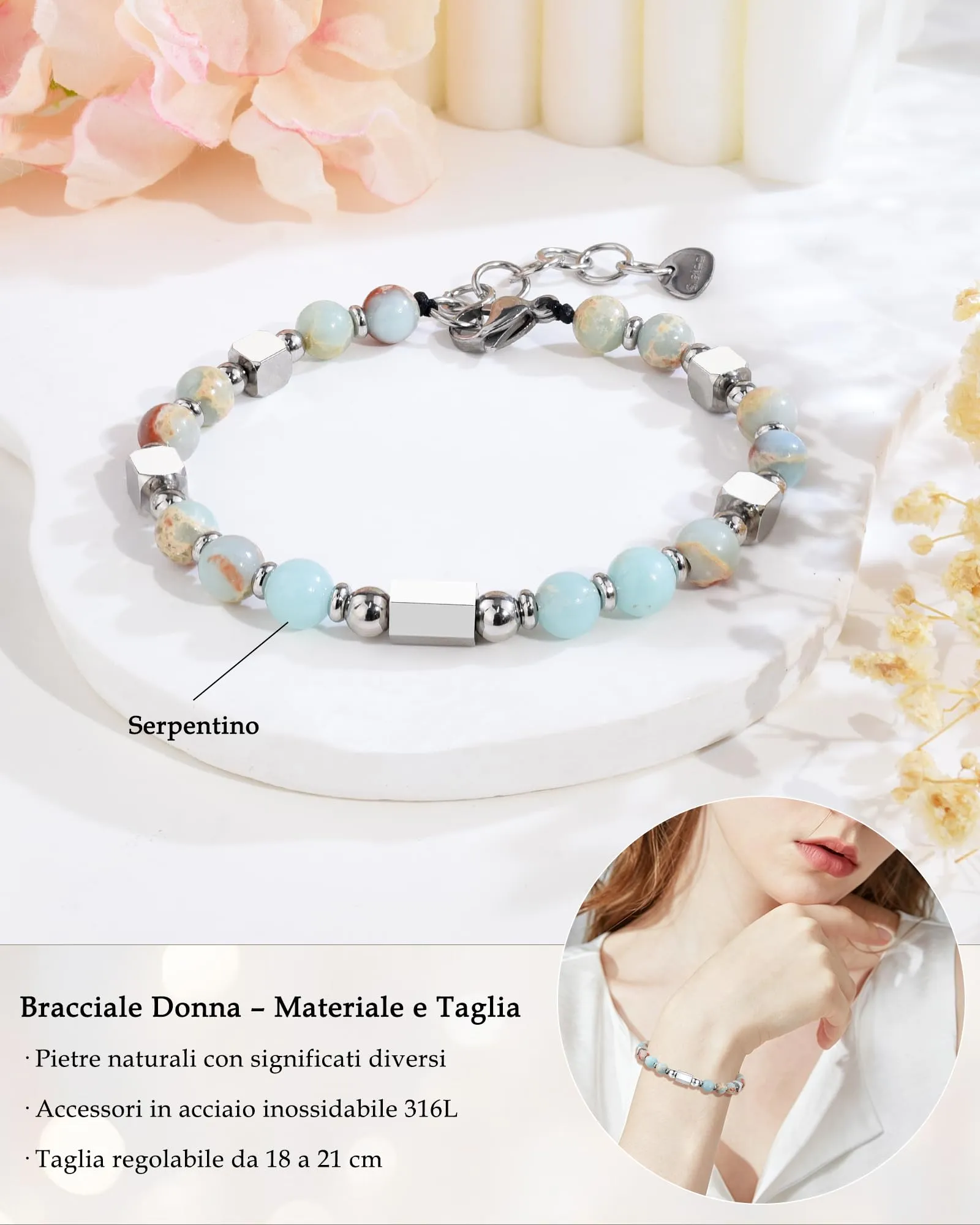VGWON Bracciale Donna Regalo Donna Compleanno Bracciale Pietre Naturali - immagine 3