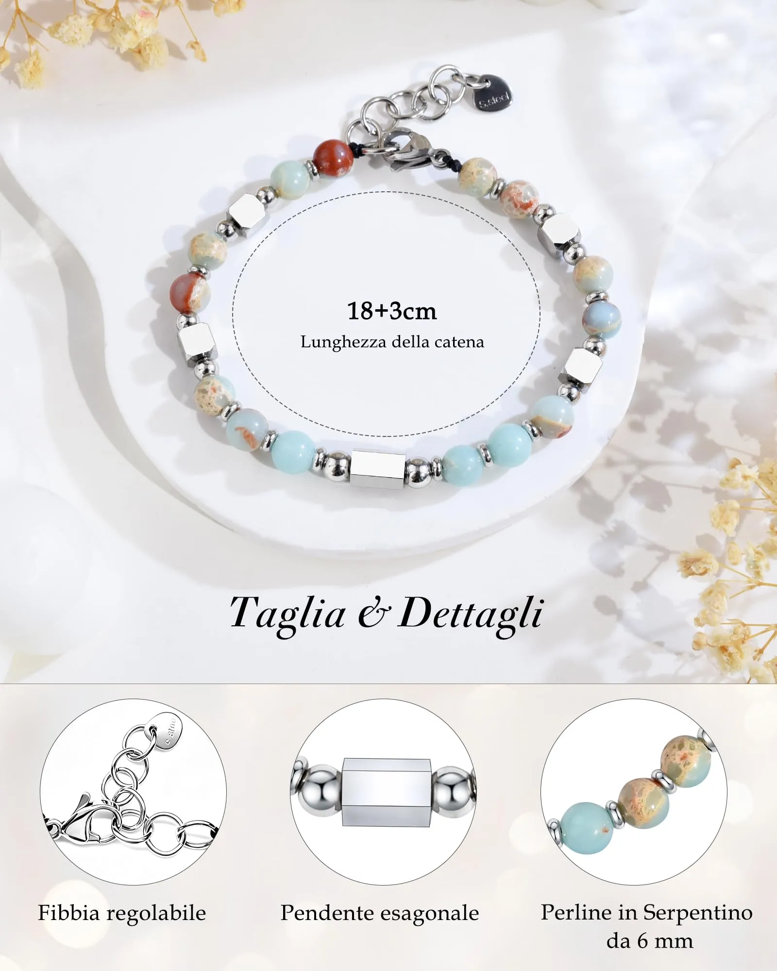 VGWON Bracciale Donna Regalo Donna Compleanno Bracciale Pietre Naturali - immagine 4